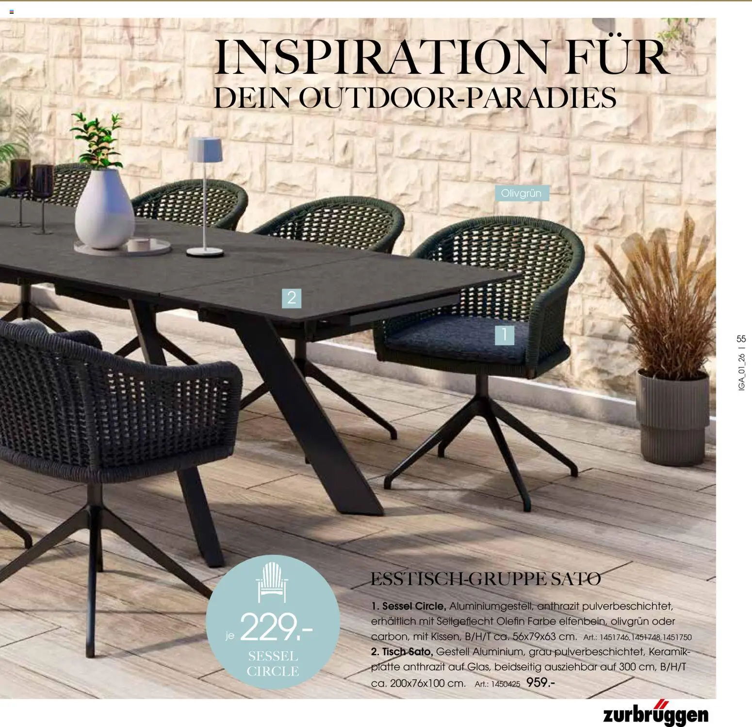 Zurbrüggen Sommer 2026 – gültig ab 19.03.2026 | Seite: 55 | Produkte: Sessel, Tisch