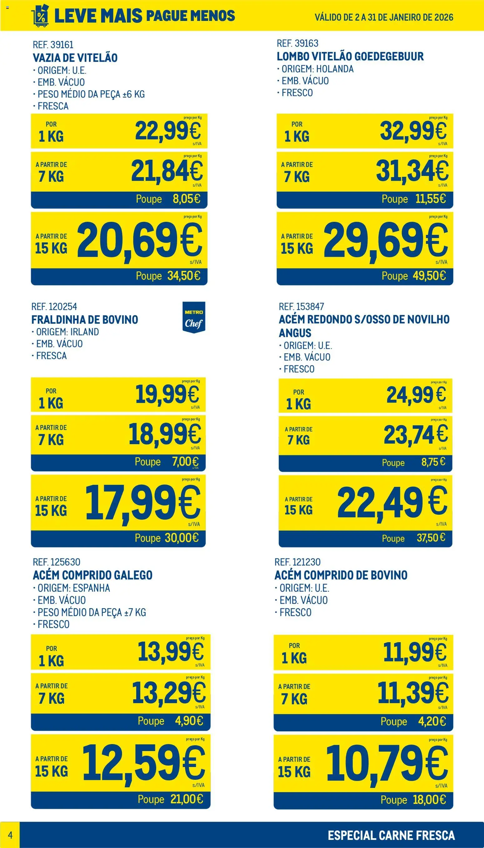 Makro Leve Mais Pague Menos - Carne Fresca │ válido de 02.01.2026 | Página: 4 | Produtos: Lombo, Carne