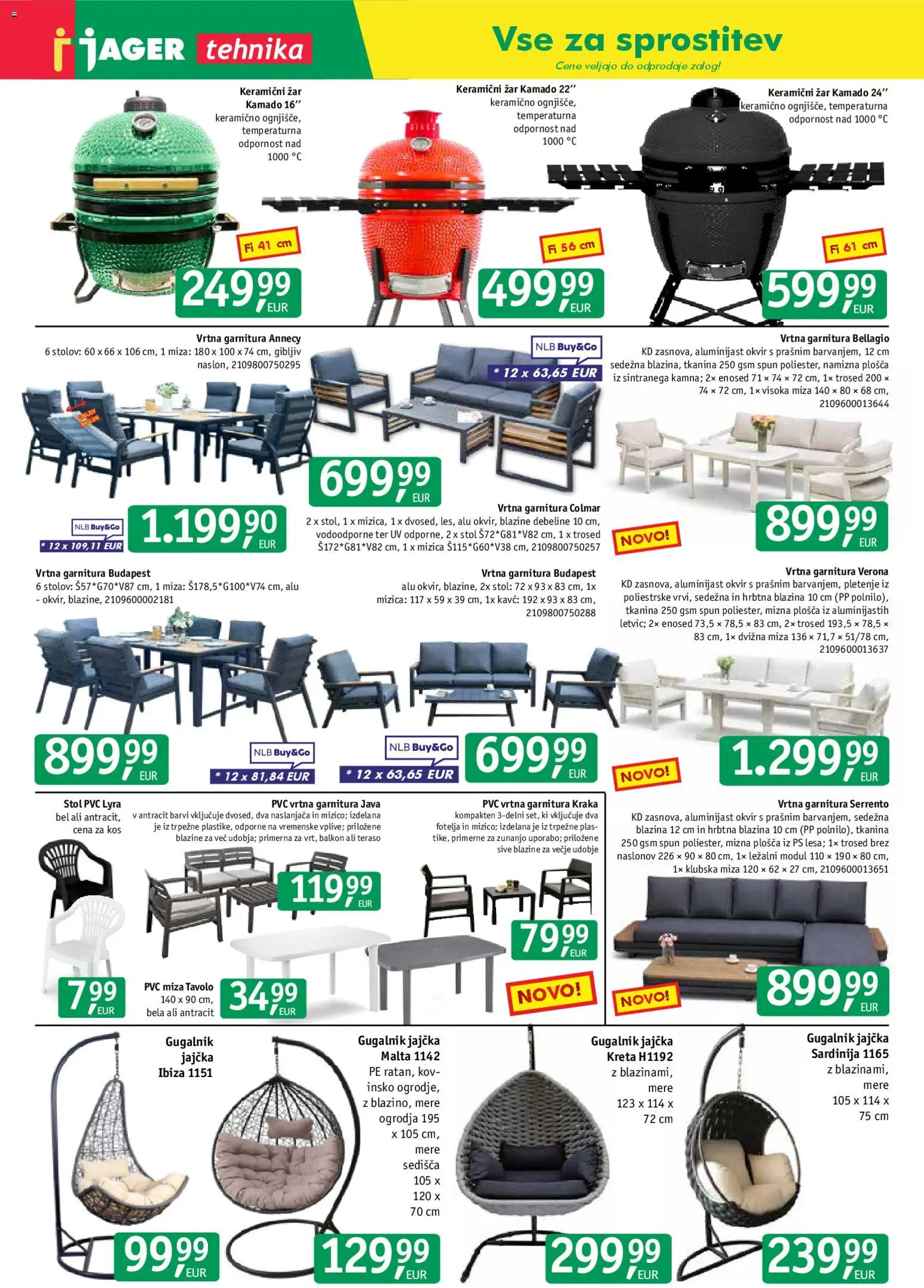 Novi Jager katalog ponudbe – veljaven od 15.04.2026 | Stran: 10 | Izdelki: Vrtna garnitura, Trosed, Klubska miza, Okvir