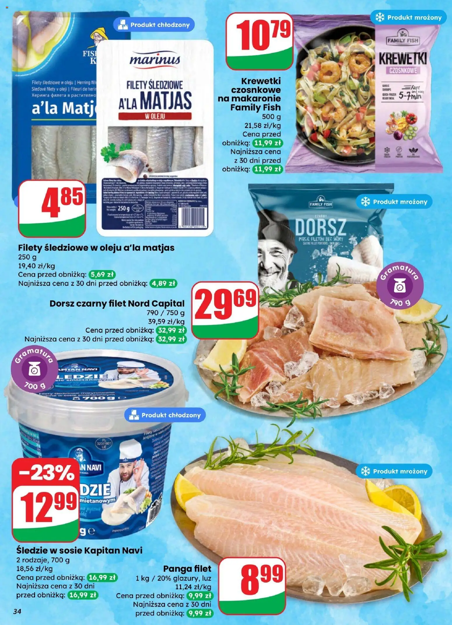Dino gazetka od 25.03.2026 | Strona: 34 | Produkty: Krewetki, Dorsz, Dorsz czarny