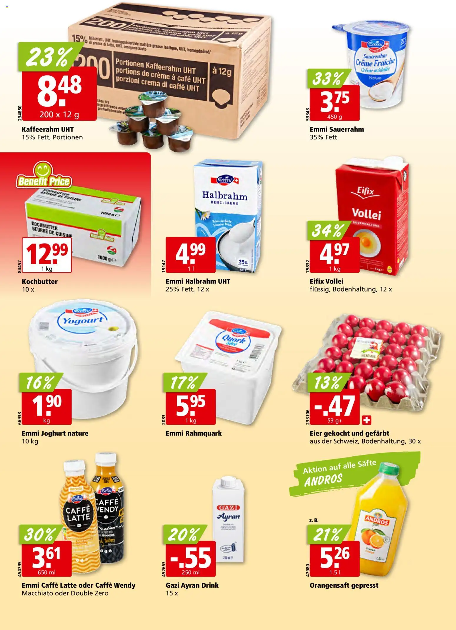 Aligro Aktionen Schlieren, Gossau SG, Frauenfeld, Rapperswil-Jona, Sargans, Bern, Brüttisellen, Pratteln, Emmen, Spreitenbach – gültig ab 01.12.2025 | Seite: 14 | Produkte: Quark, Orangensaft, Joghurt, Eier