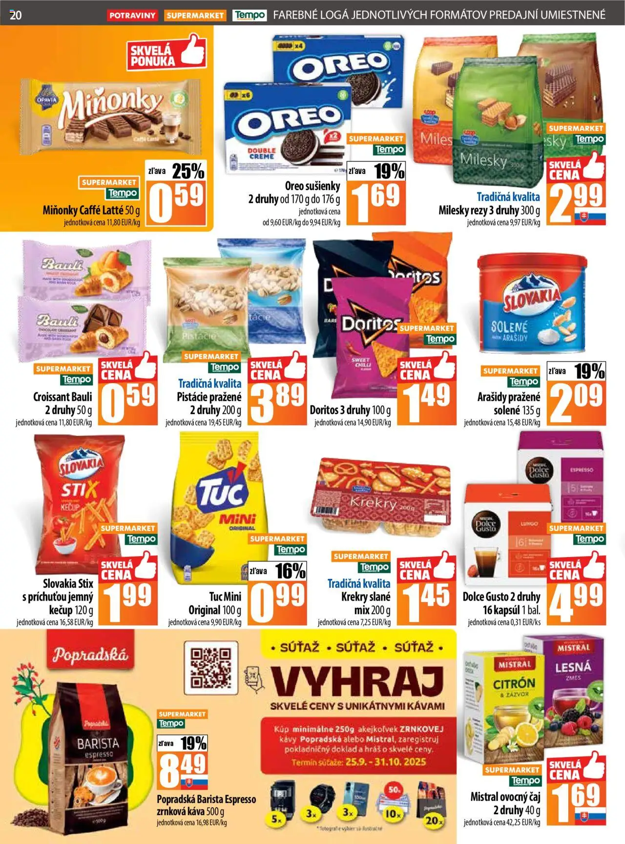 Nové COOP Jednota akcie – leták je platný od 09.10.2025 | Strana: 20 | Produkty: Dolce Gusto, Zázvor, Arašidy, Pistácie
