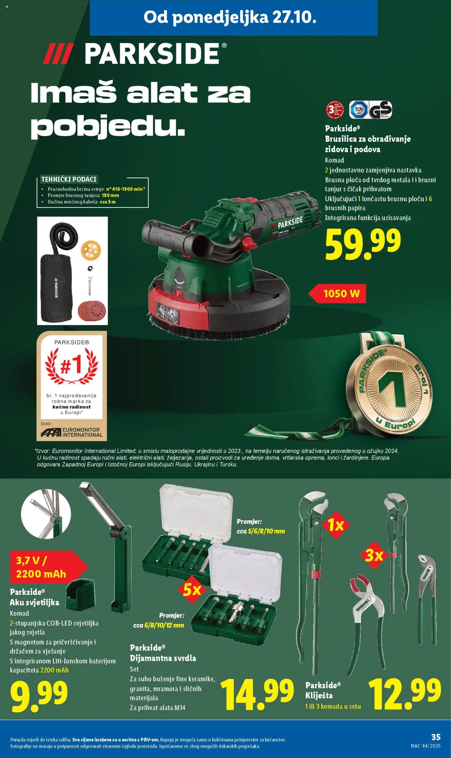 Lidl katalog | vrijedi od 27.10.2025 | Stranica: 35 | Proizvodi: Brusilica, Alat, Kliješta, Parkside