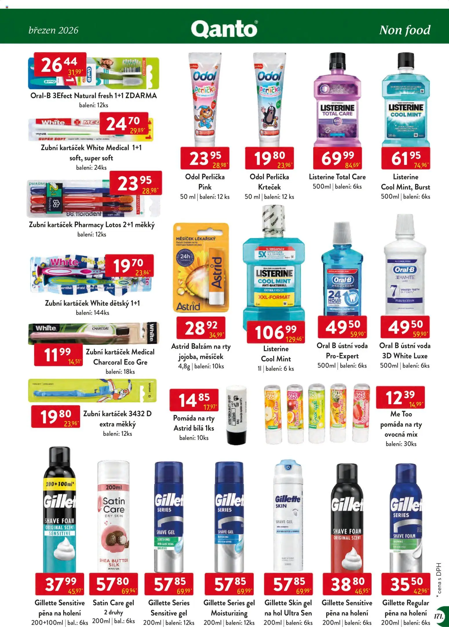 Astur & Qanto leták - Velkoobchod 03/2026 od 01.03.2026 | Strana: 171 | Produkty: Pěna na holení, Zubní kartáček, Voda, Listerine
