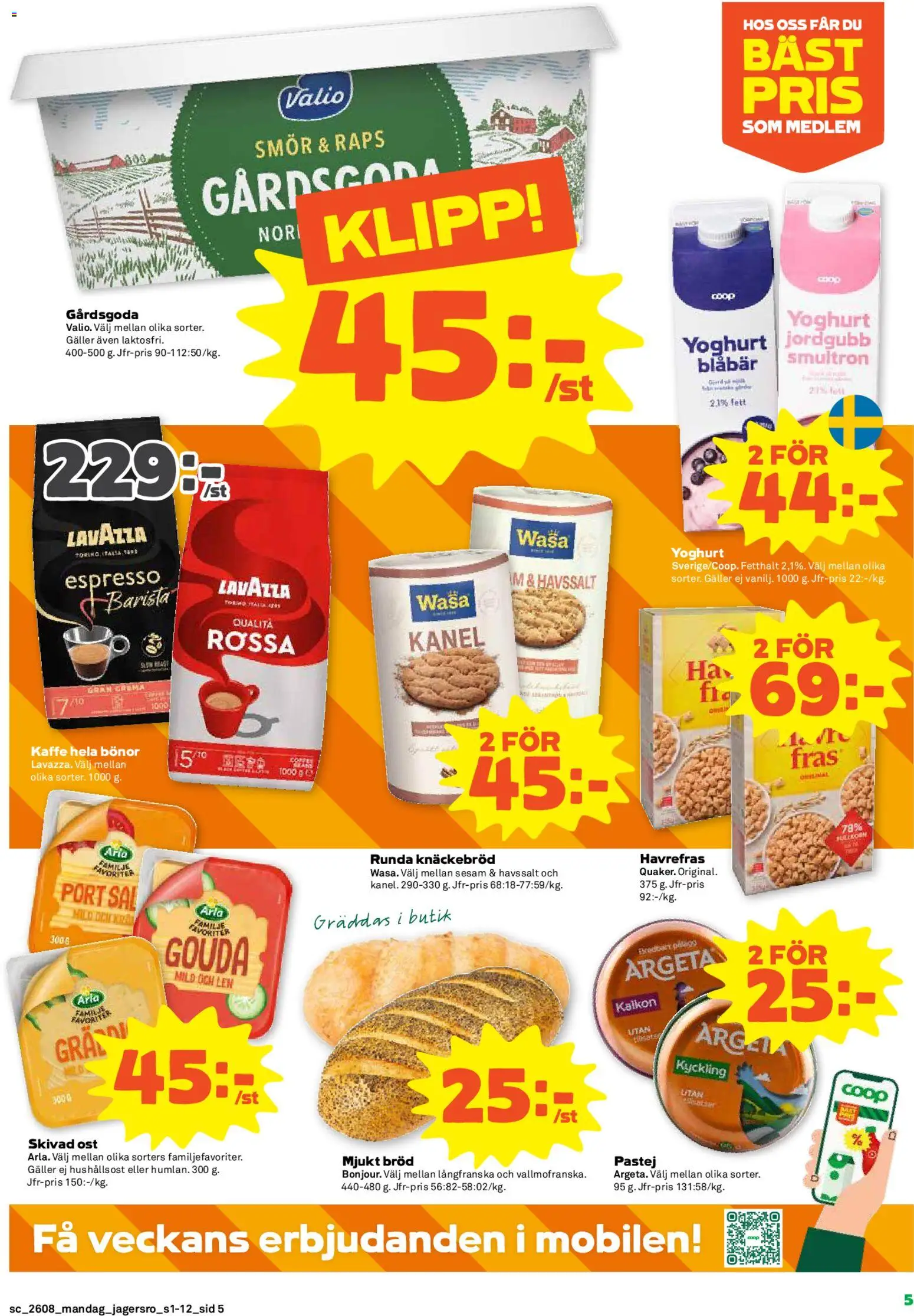 Coop Forum reklamblad aktuell från 16.02.2026 | Sida: 5 | Produkter: Knäckebröd, Kanel, Yoghurt, Kaffe