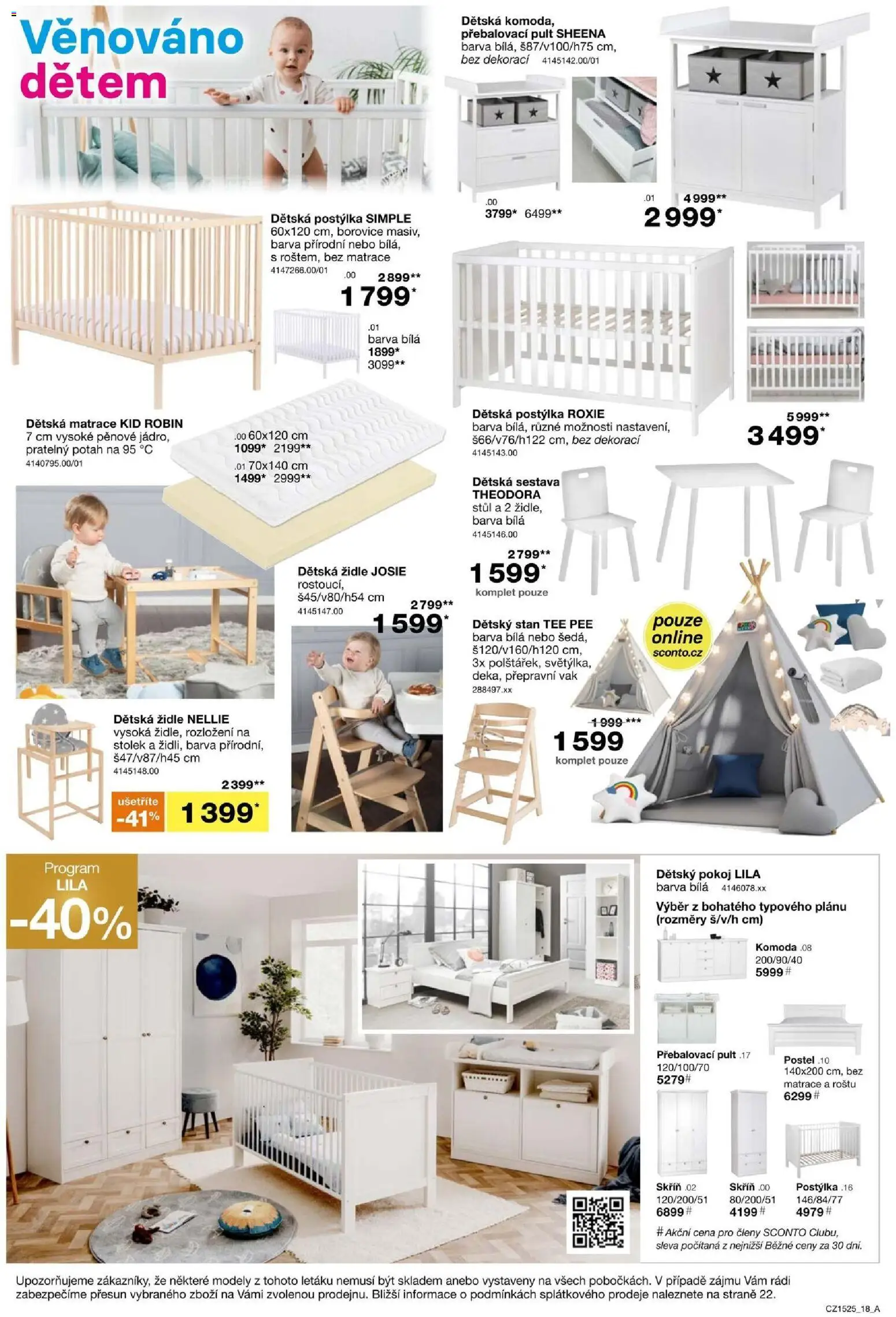 Sconto nábytek leták od 26.11.2025 | Strana: 18 | Produkty: Postel, Židle, Přebalovací pult, Stan