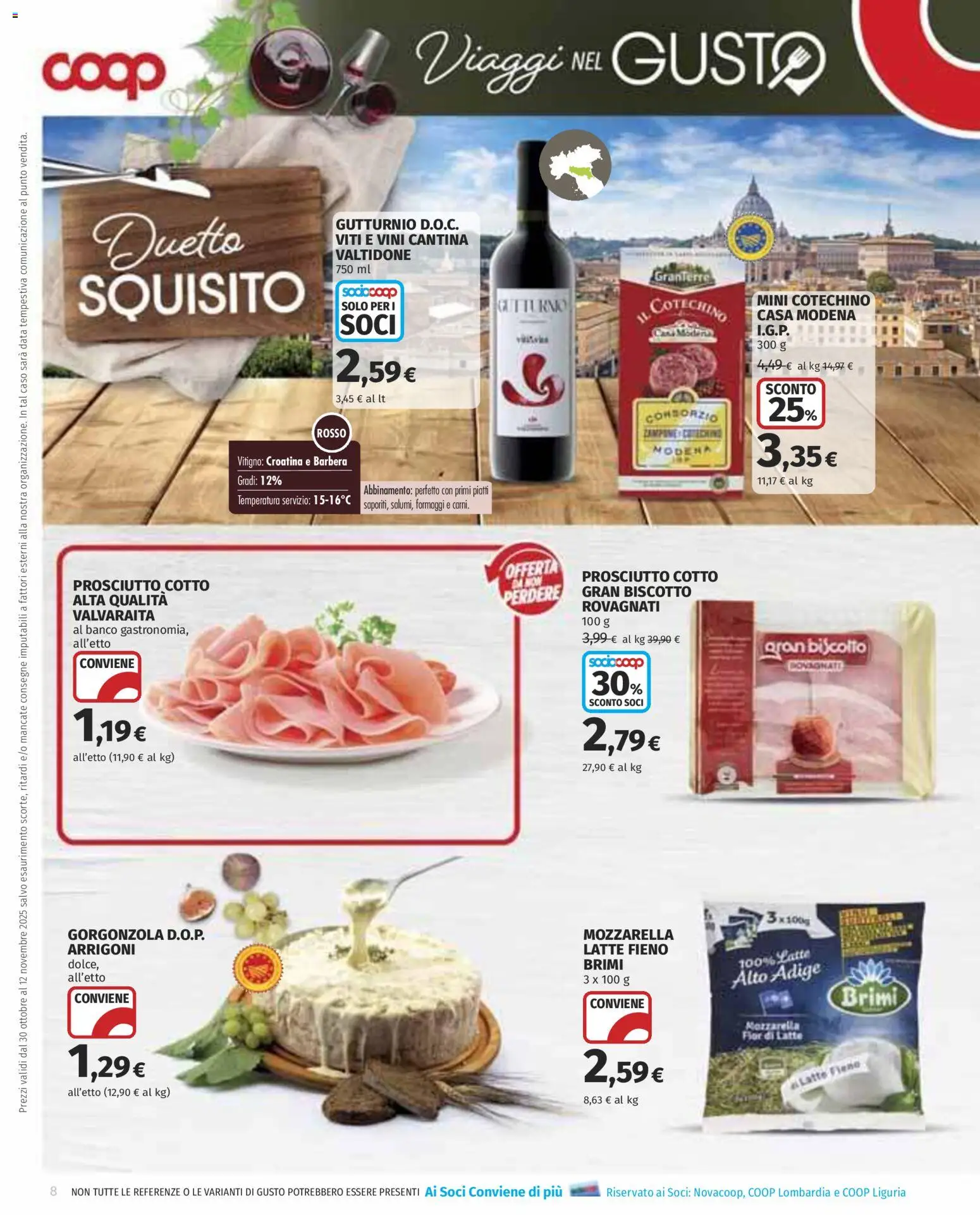 Volantino COOP del 30.10.2025 | Pagina: 8 | Prodotti: Prosciutto, Data, Gorgonzola, Cotechino