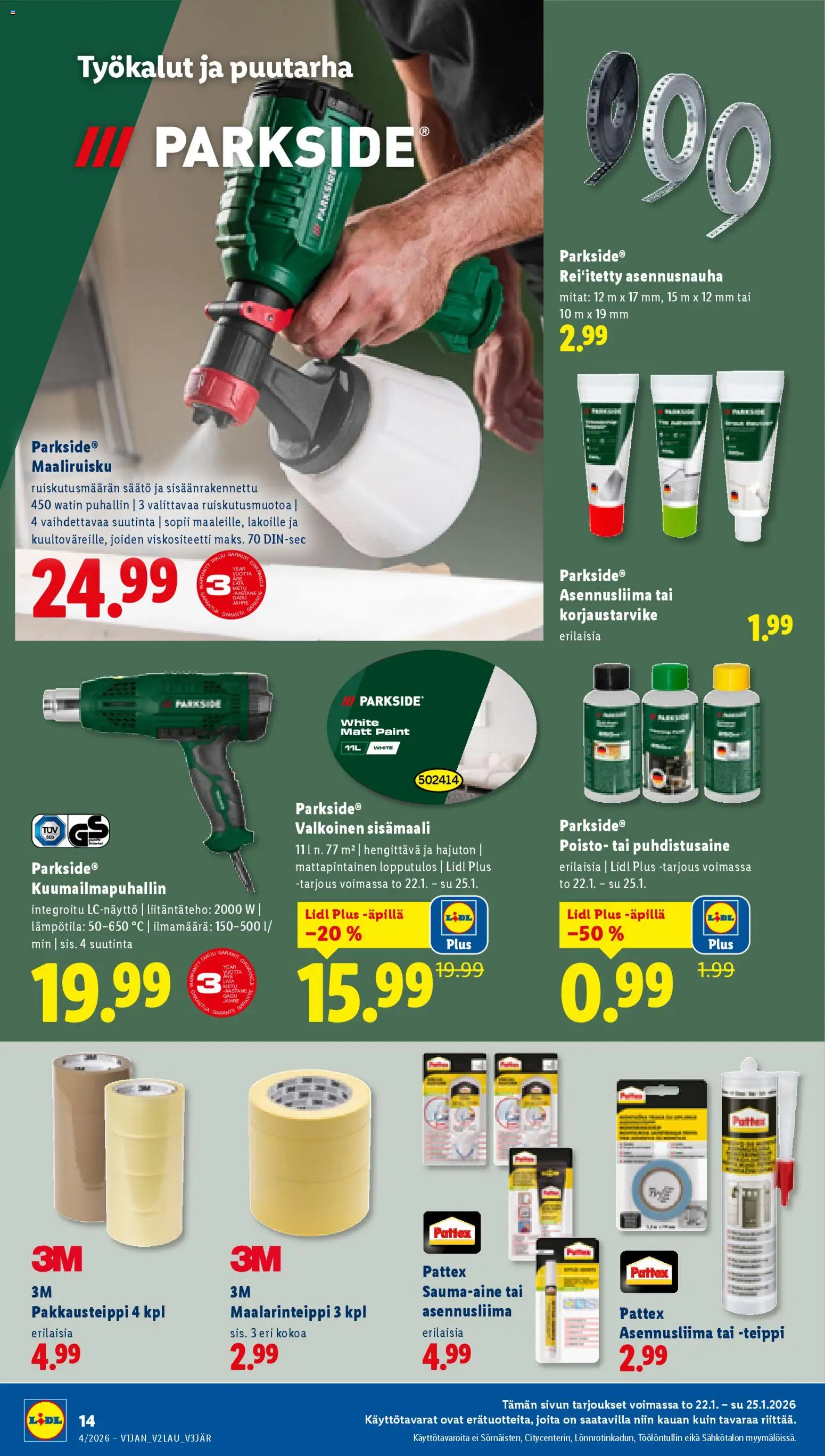 Lidl tarjoukset - Tampere – voimassa 22.01.2026 alkaen | Sivu: 18 | Tuotteet: Maalarinteippi, Pakkausteippi, Teippi, Puhdistusaine
