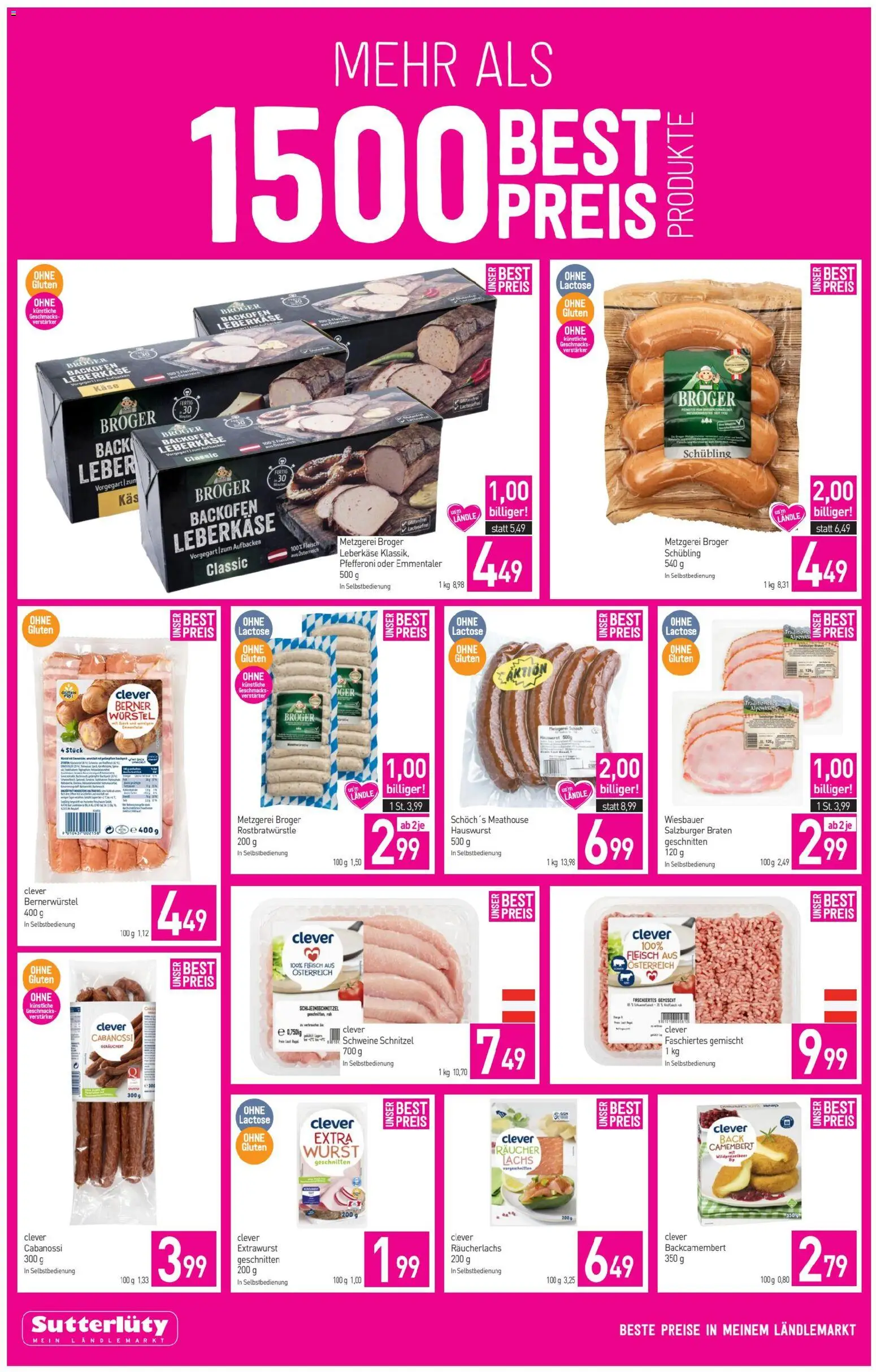 Sutterlüty Flugblatt gültig ab 22.01.2026 | Seite: 2 | Produkte: Wurst, Käse