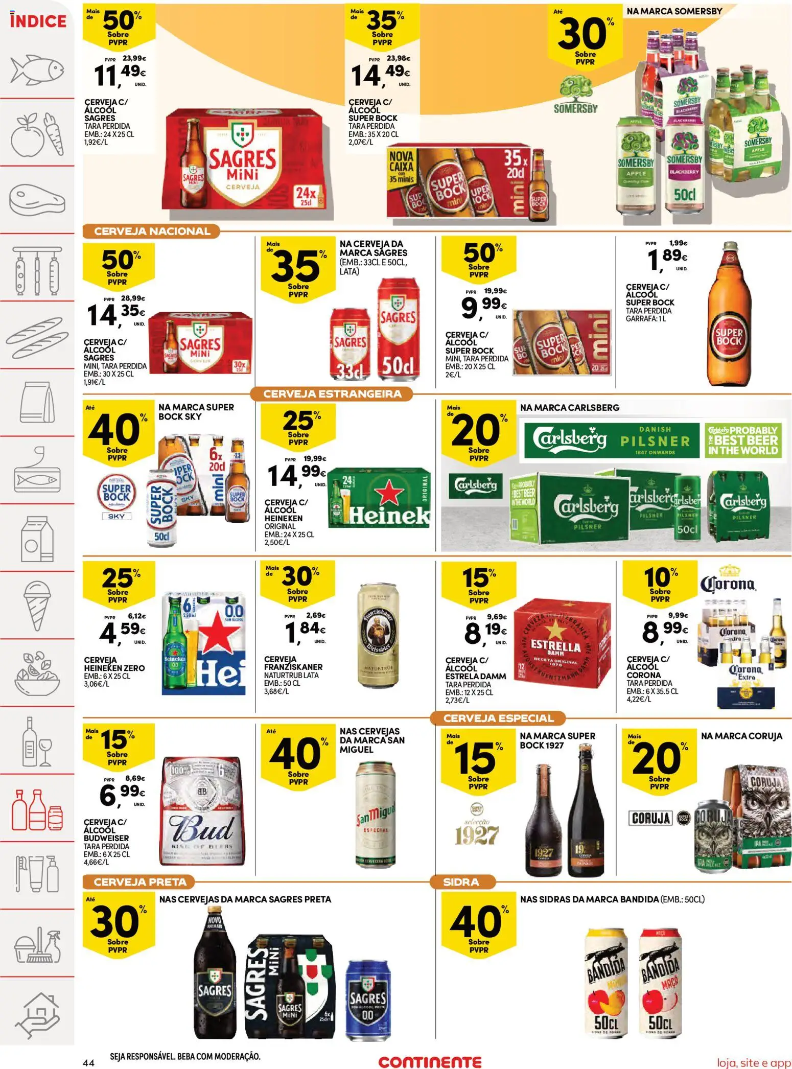 Continente Semanal Continente Bom Dia │ válido de 24.03.2026 | Página: 44 | Produtos: Super bock sky, Super bock, Cerveja, Somersby