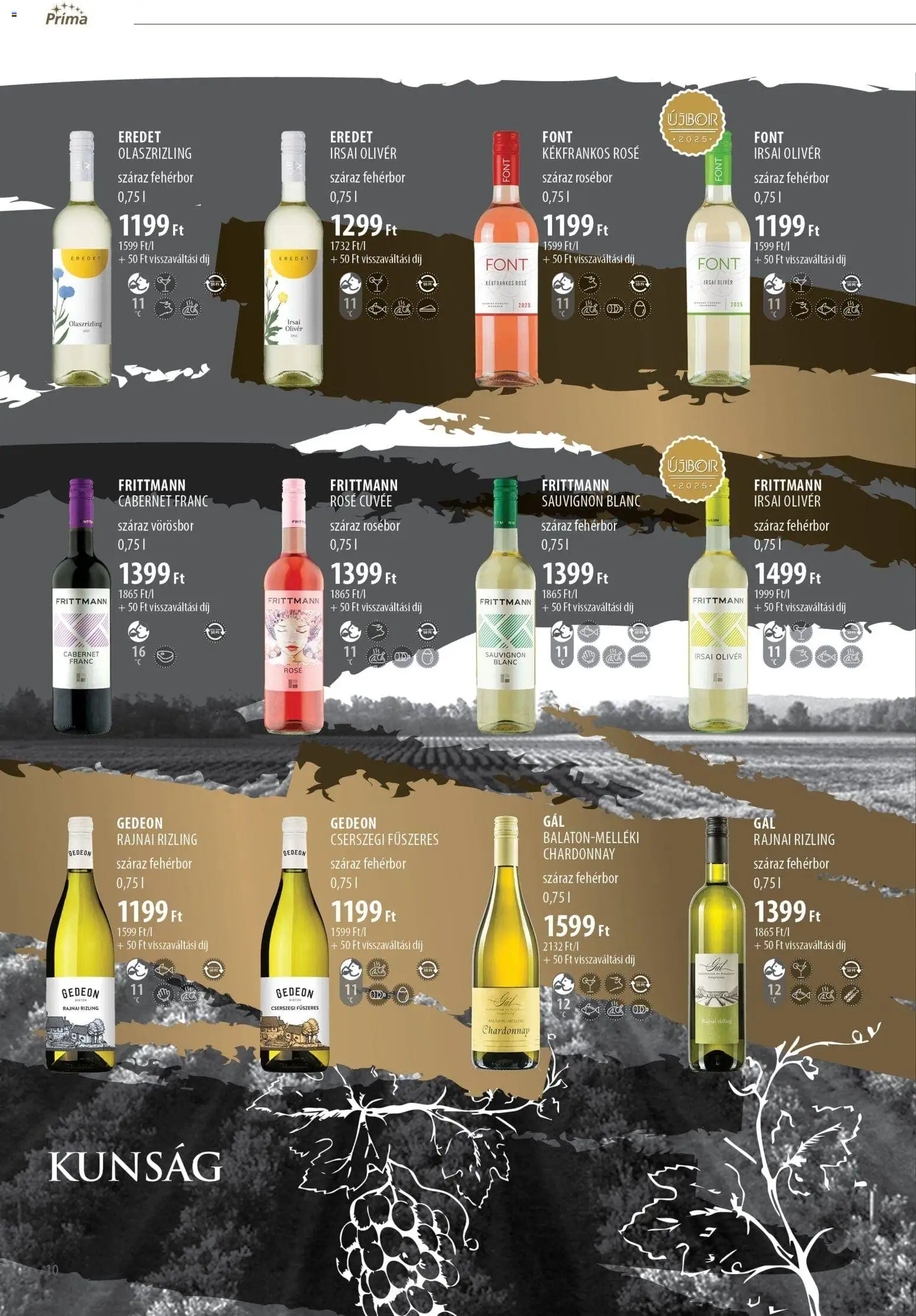 CBA Príma akciós ujság - amely érvényes a következő dátumtól: 11.11.2025 | Oldal: 10 | Termékek: Fehérbor, Vörösbor