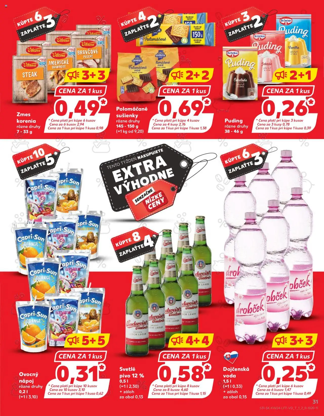 Nové Kaufland akcie – leták je platný od 12.06.2025 | Strana: 31 | Produkty: Pivo, Budvar, Voda, Steak
