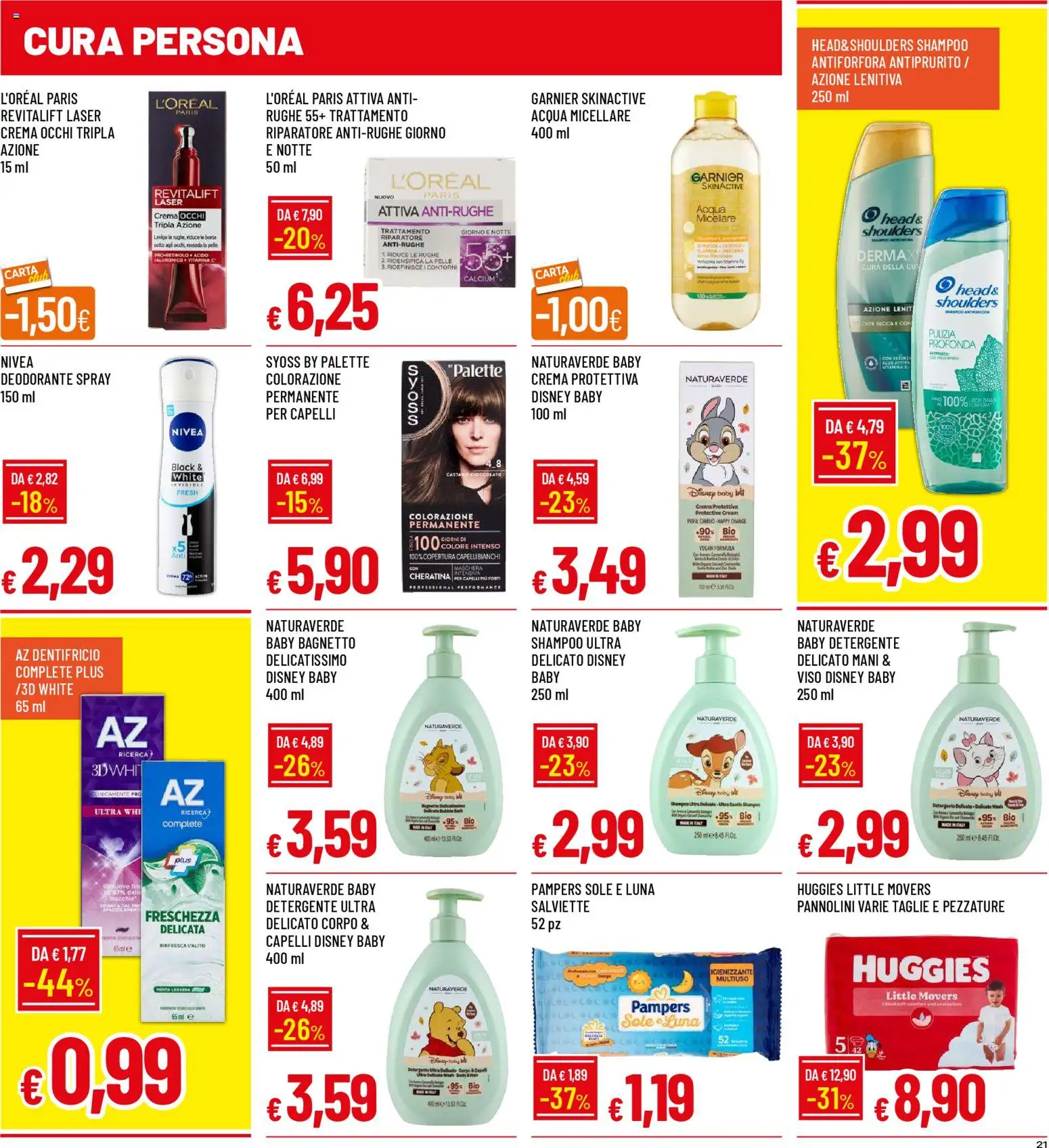 Volantino Galassia del 05.03.2026 | Pagina: 21 | Prodotti: Deodorante, Dentifricio, Acqua, Pampers