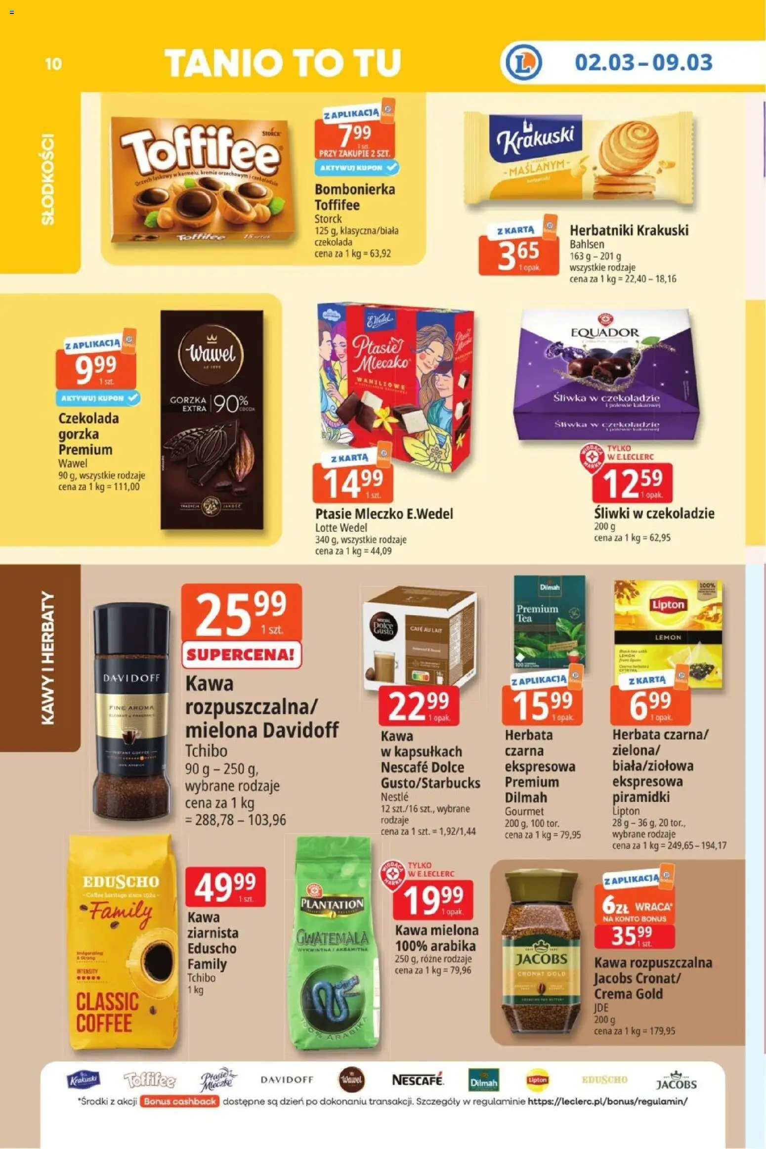 E.Leclerc Gazetka  od 02.03.2026 | Strona: 10 | Produkty: Śliwki w czekoladzie, Nescafe, Bombonierka, Czekolada