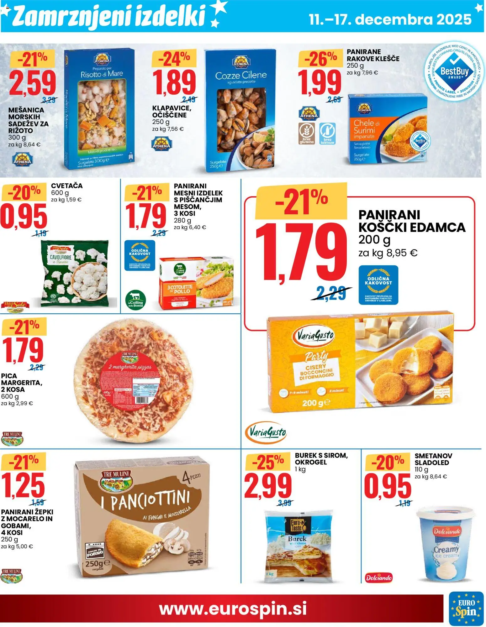 Novi Eurospin katalog ponudbe – veljaven od 11.12.2025 | Stran: 5 | Izdelki: Pica, Ribe, Sladoled
