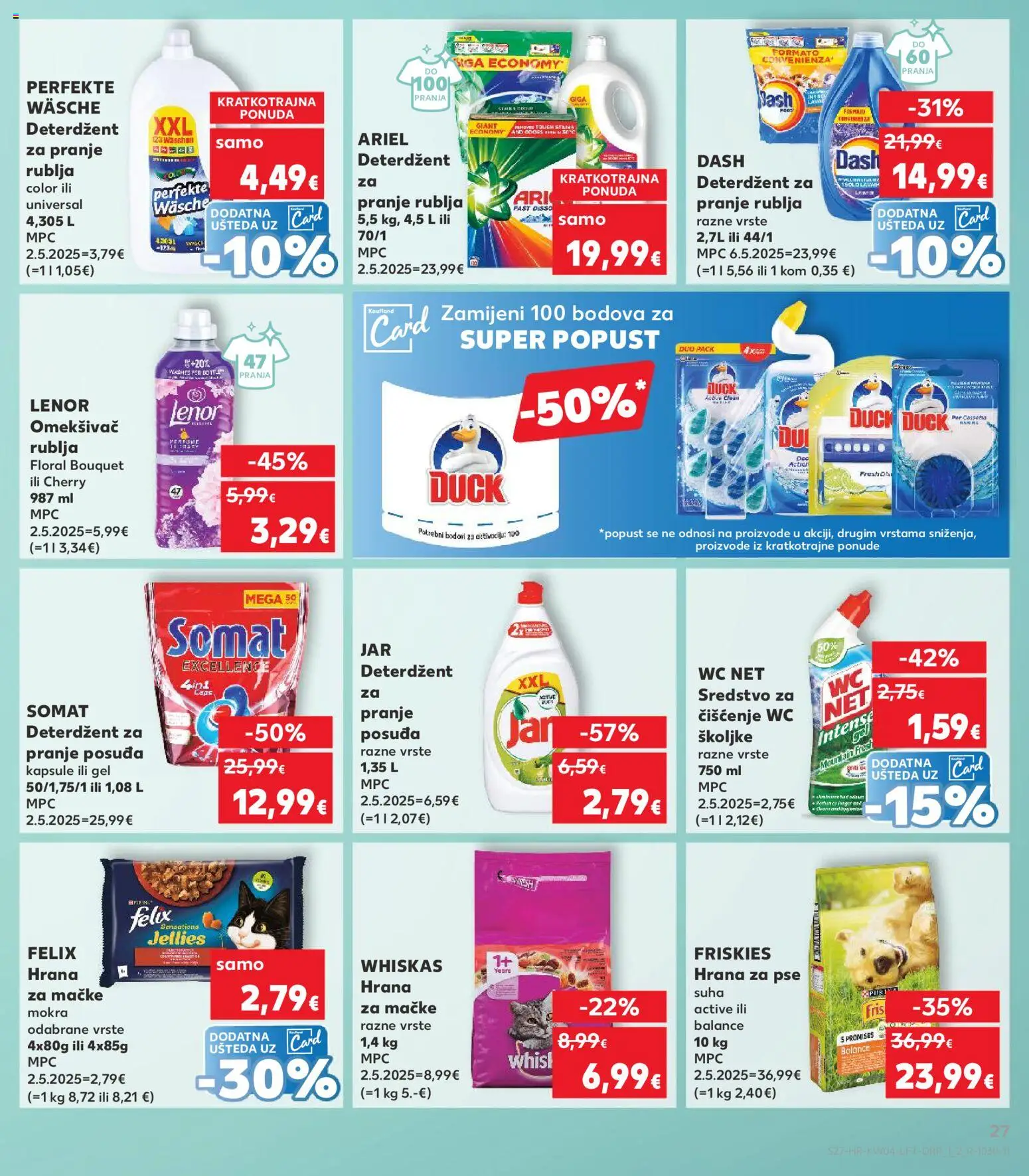 Kaufland katalog | vrijedi od 21.01.2026 | Stranica: 27 | Proizvodi: Deterdžent za pranje posuđa, Jar, Somat, Lenor