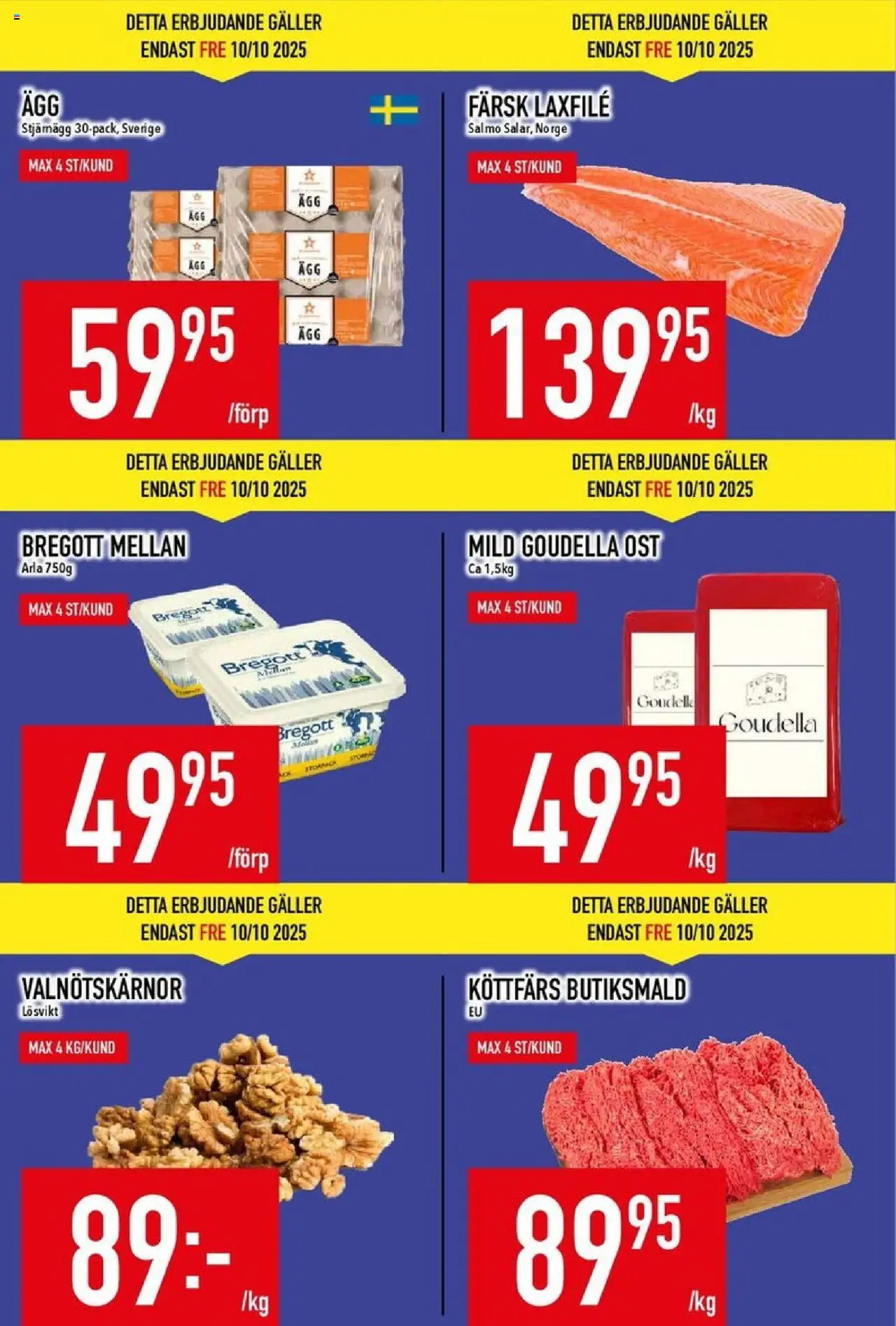 Matdax reklamblad aktuell från 06.10.2025 | Sida: 4 | Produkter: Galler, Bregott, Ost