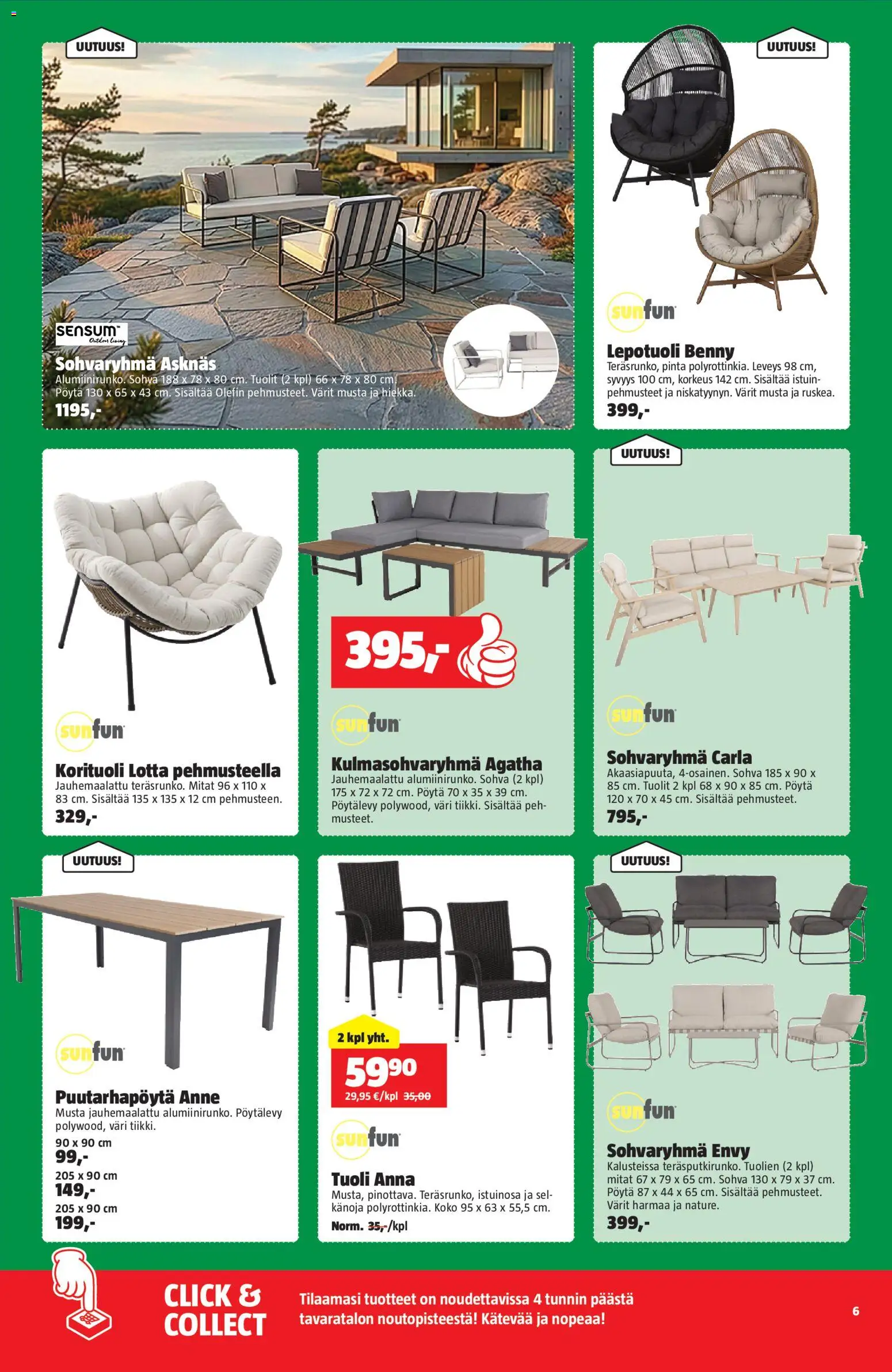 Bauhaus tarjoukset – voimassa 31.03.2026 alkaen | Sivu: 6 | Tuotteet: Lepotuoli, Pöytä, Tuoli, Sohvaryhmä