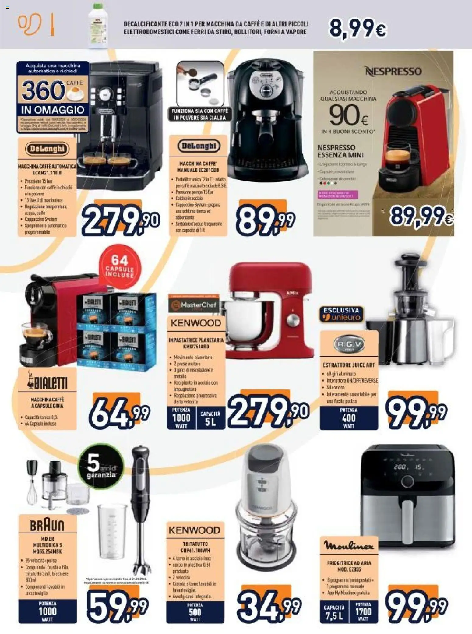 Volantino Unieuro del 13.02.2026 | Pagina: 16 | Prodotti: Friggitrice ad aria, Macchina da caffe, Lavastoviglie, Mixer