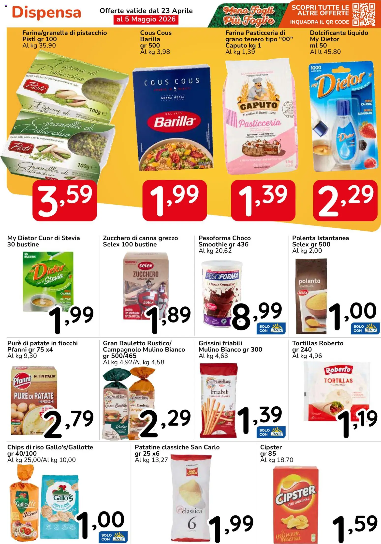 Volantino Famila del 23.04.2026 | Pagina: 34 | Prodotti: Dolcificante, Patatine, Pasta, Grissini
