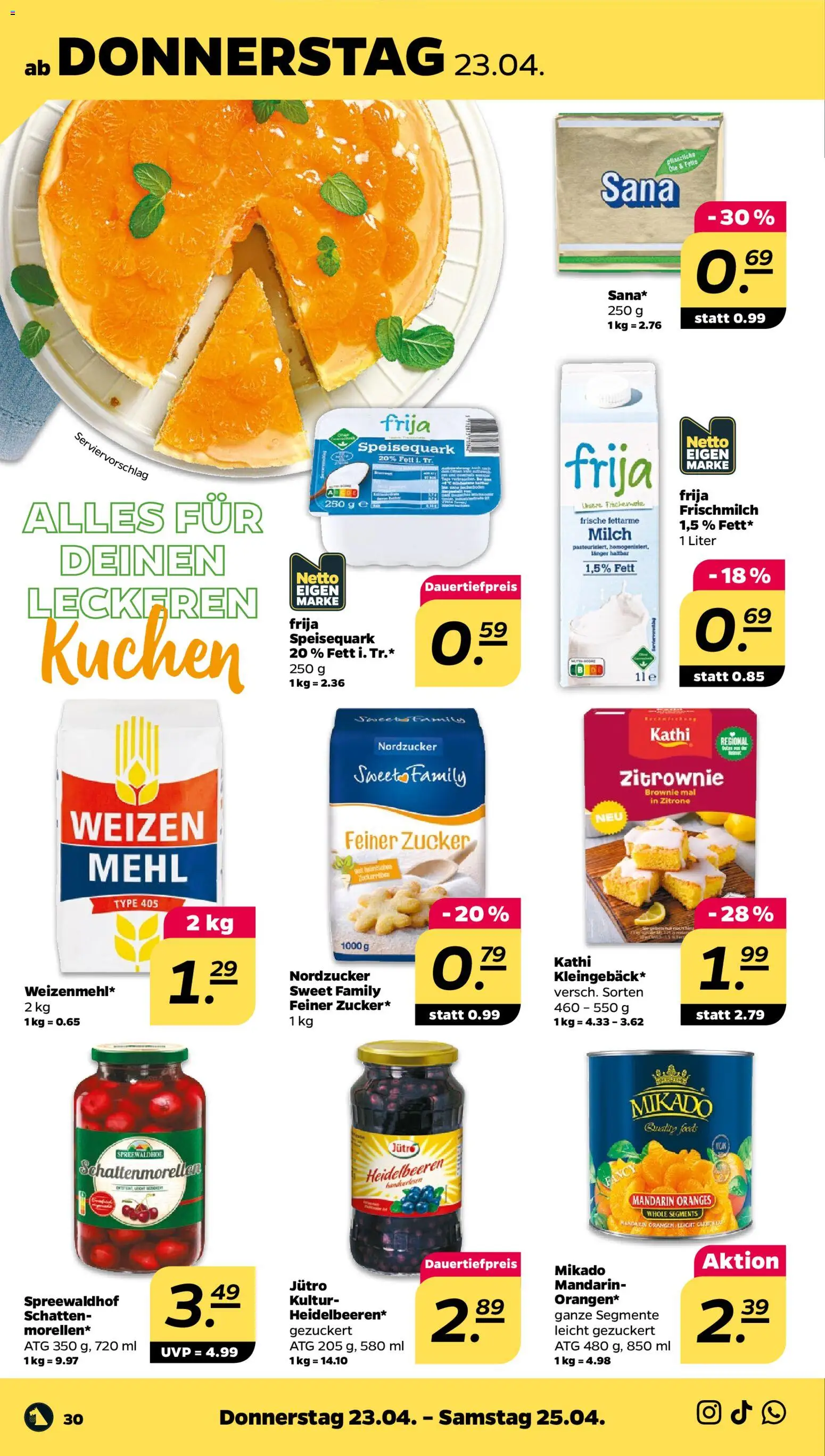 Netto Prospekt 	 – gültig ab 20.04.2026 | Seite: 34 | Produkte: Mehl, Milch, Zitrone, Kuchen