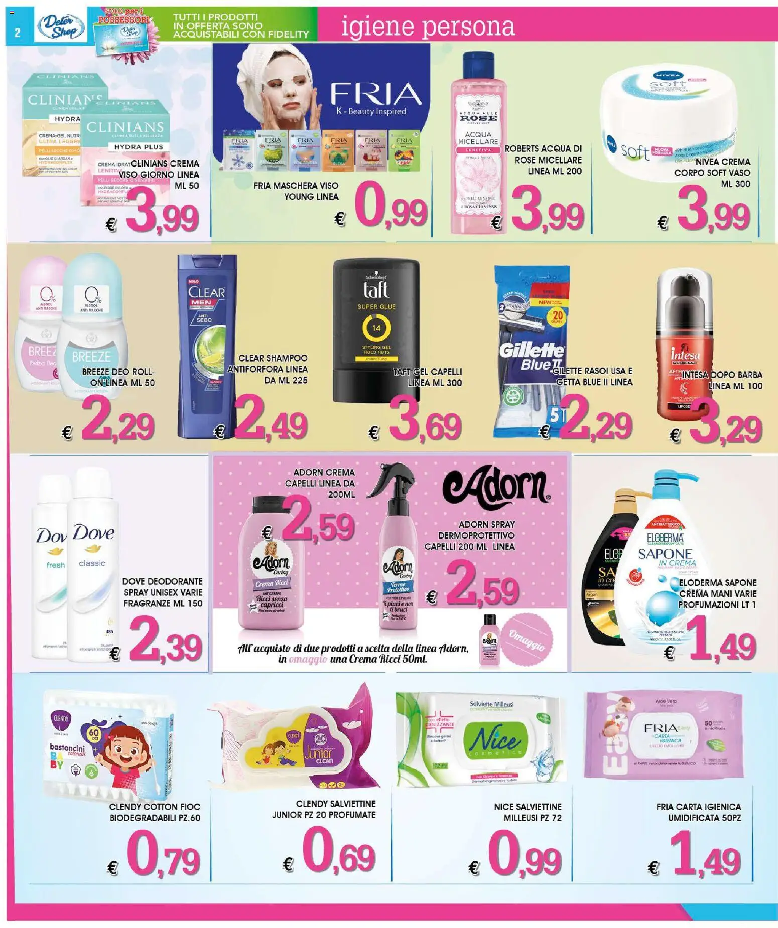 Volantino Deter Shop del 01.04.2026 | Pagina: 2 | Prodotti: Carta igienica, Sapone, Gel capelli, Vaso