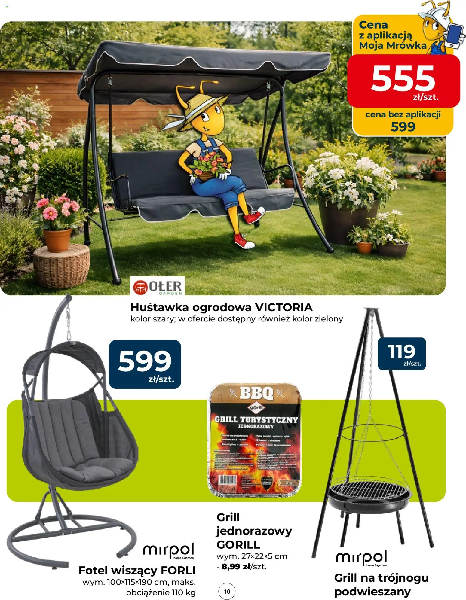 Mrówka gazetka od 09.04.2026 | Strona: 10 | Produkty: Grill, Fotel, Grill jednorazowy