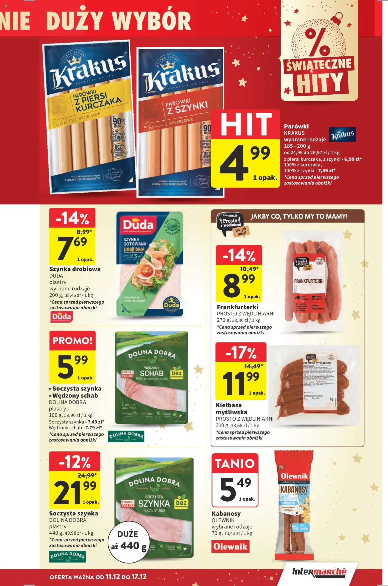 Intermarche Gazetka od 11.12.2025 | Strona: 32 | Produkty: Szynka drobiowa, Piersi, Frankfurterki, Szynka
