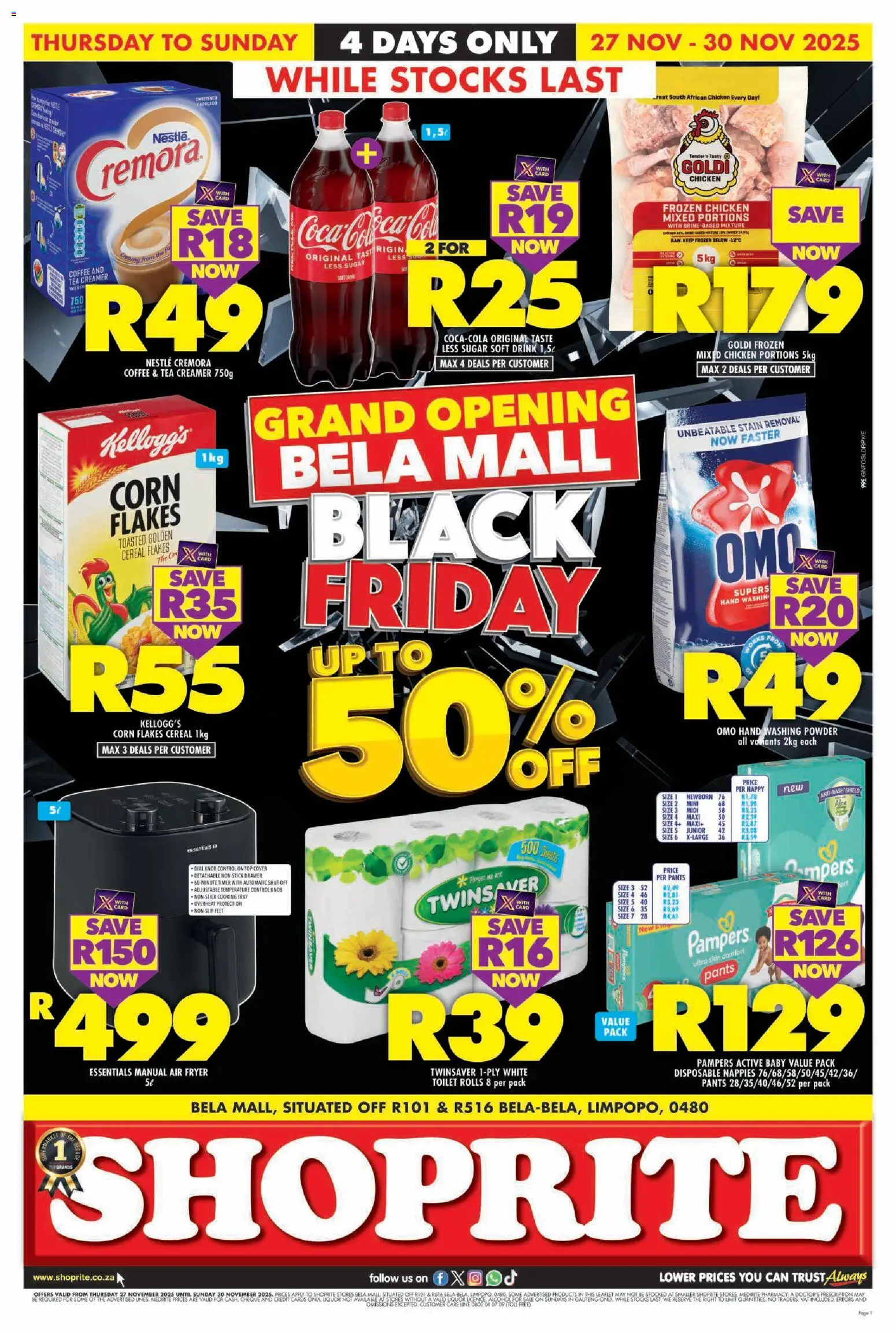 New Shoprite catalogue – valid from 27.11.2025 | Page: 1 | Products: Pants, Cover, Flakes, Washing powder
