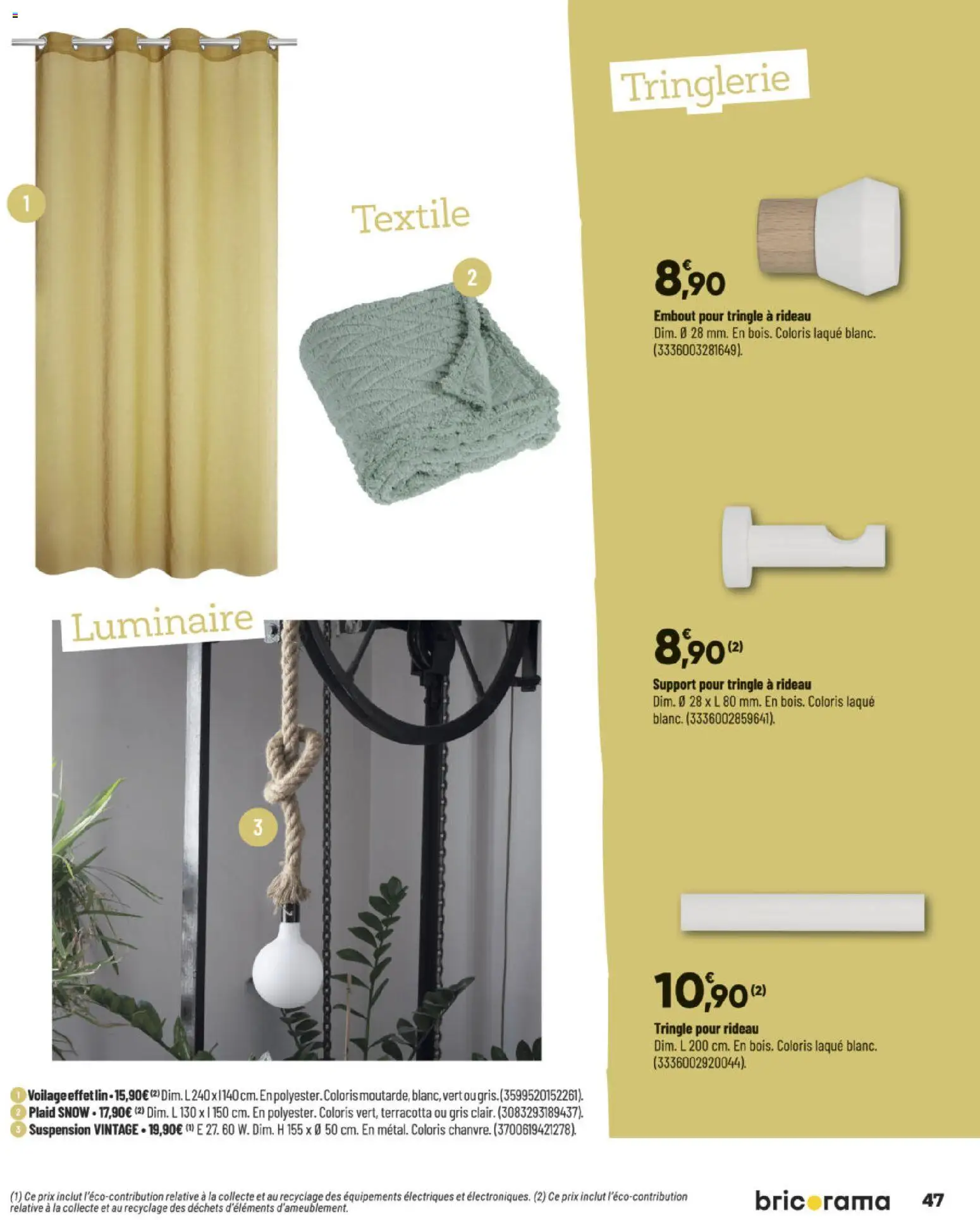 {H1} | Page: 47 | Produits: Tringle à rideau, Suspension, Laque, Rideau
