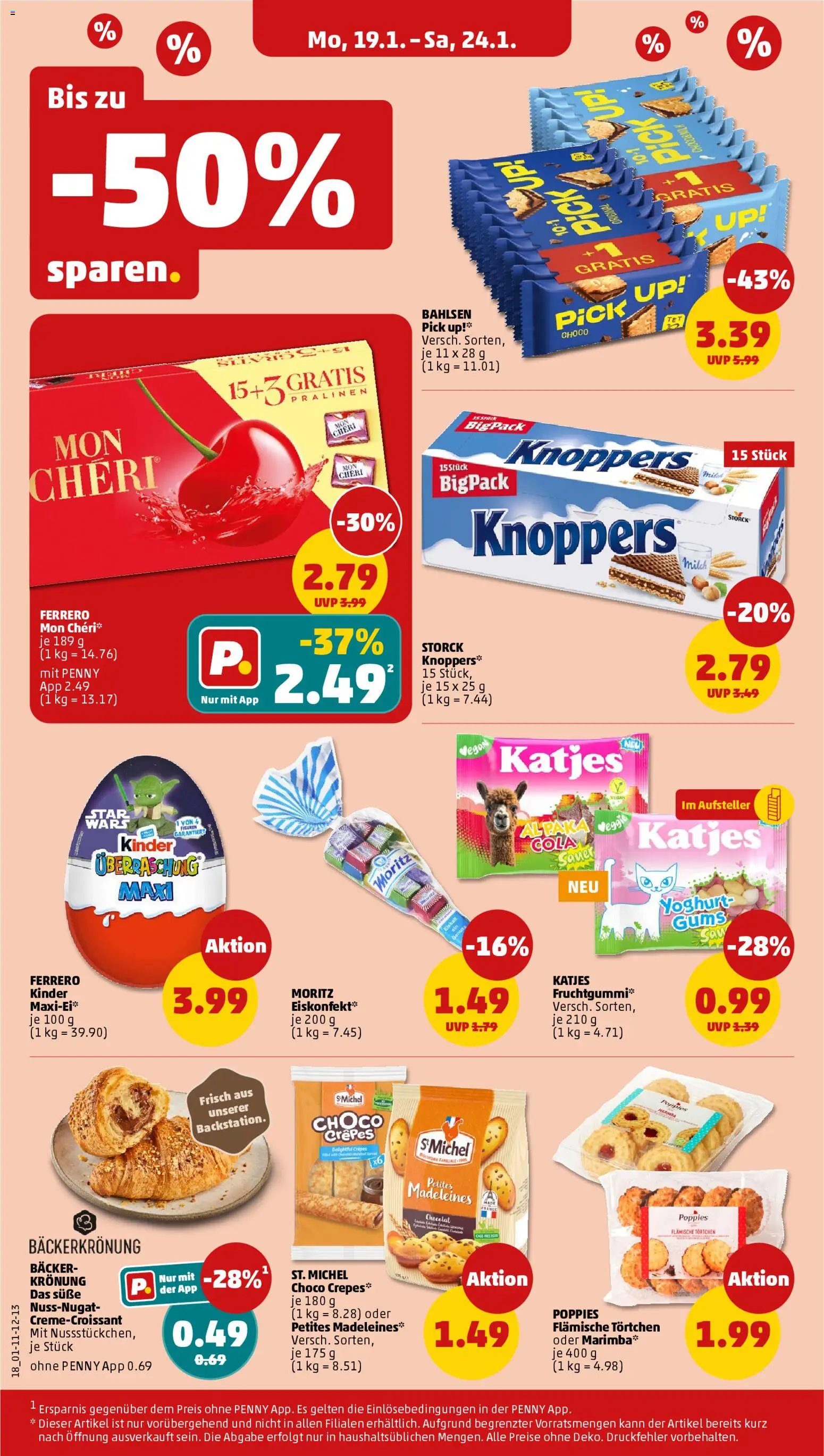 Penny Prospekt 	 – gültig ab 19.01.2026 | Seite: 20 | Produkte: Milch, Katjes, Knoppers, Mon cheri