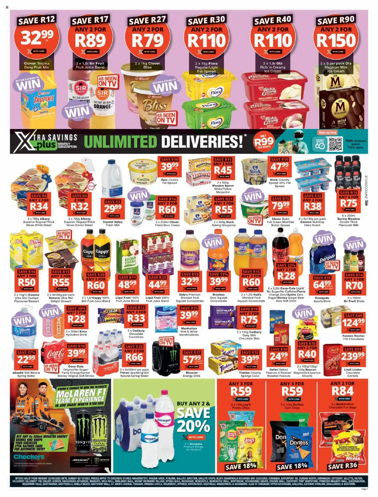 New Checkers catalogue – valid from 22.09.2025 | Page: 7 | Products: Cake, Chocolate, Fanta, Stoney