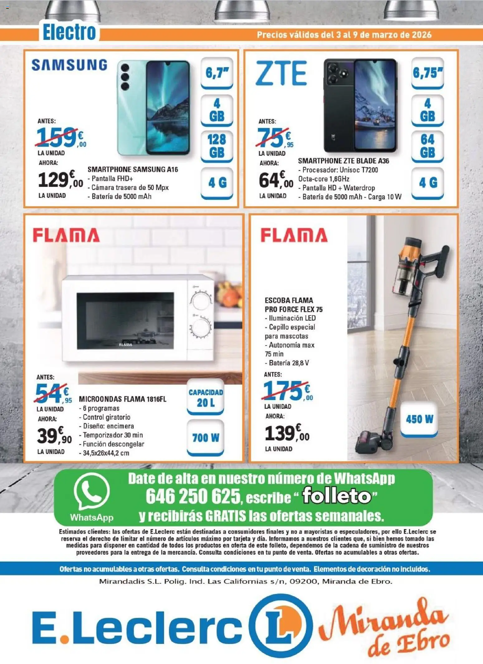 E.Leclerc - Miranda de Ebro │ válido desde el 03.03.2026 | Página: 16 | Productos: Cepillo, Smartphone Samsung, Escoba, Smartphone