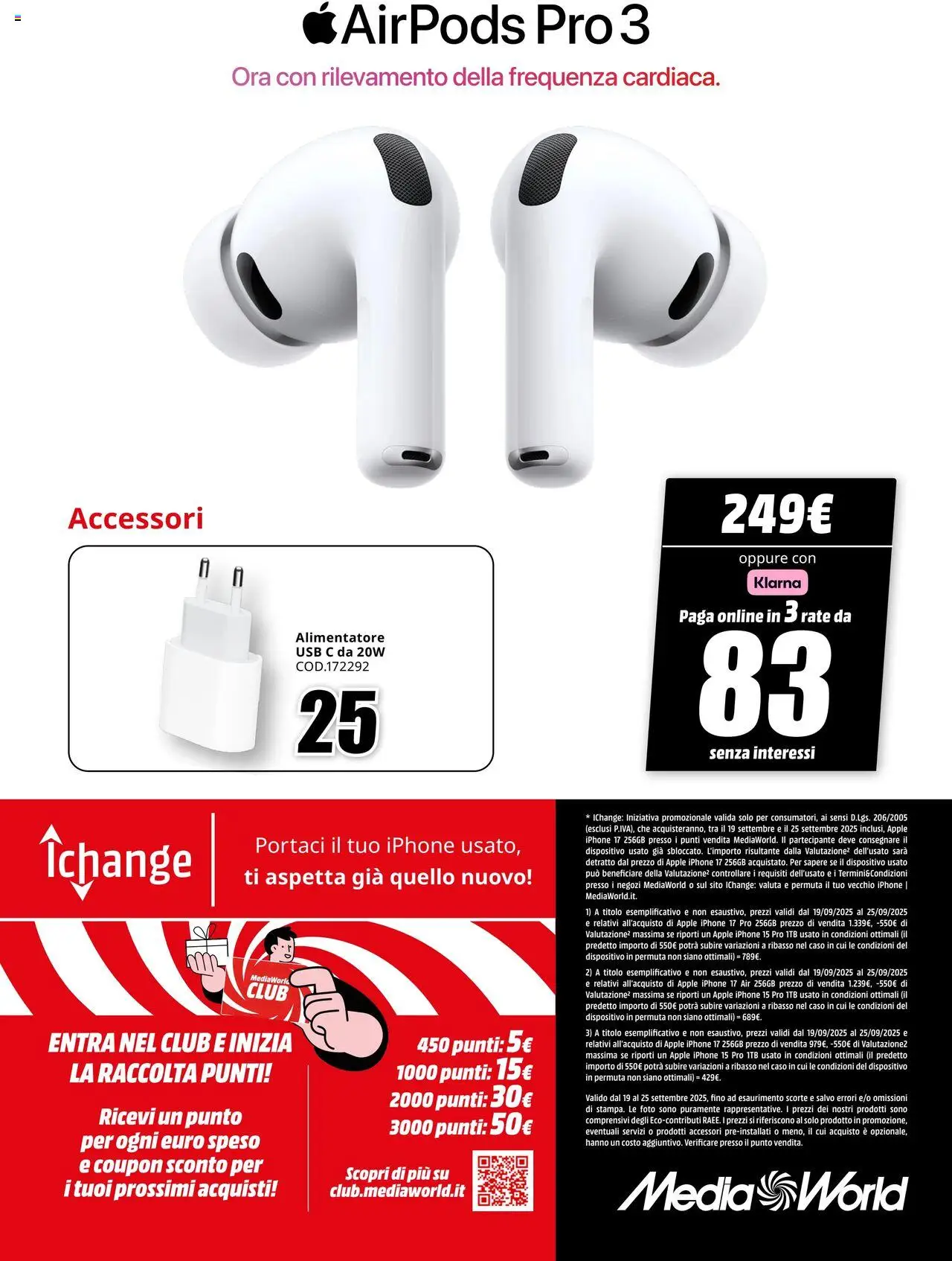 Volantino Media World del 22.09.2025 | Pagina: 8 | Prodotti: Iphone, USB, Airpods