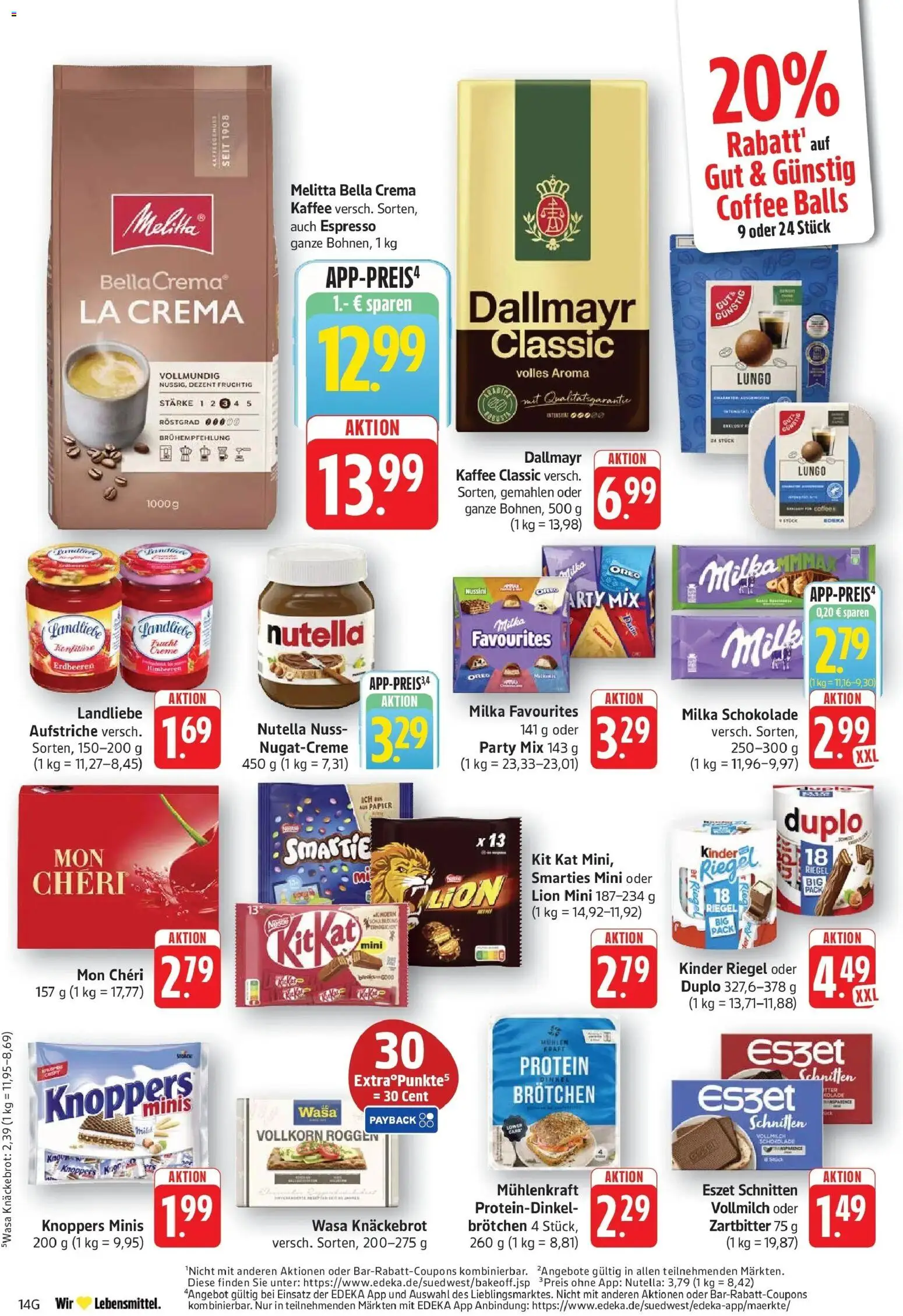 Edeka prospekt Göppingen	 – gültig ab 12.04.2026 | Seite: 14 | Produkte: Kinder riegel, Creme, Dallmayr, Mon cheri