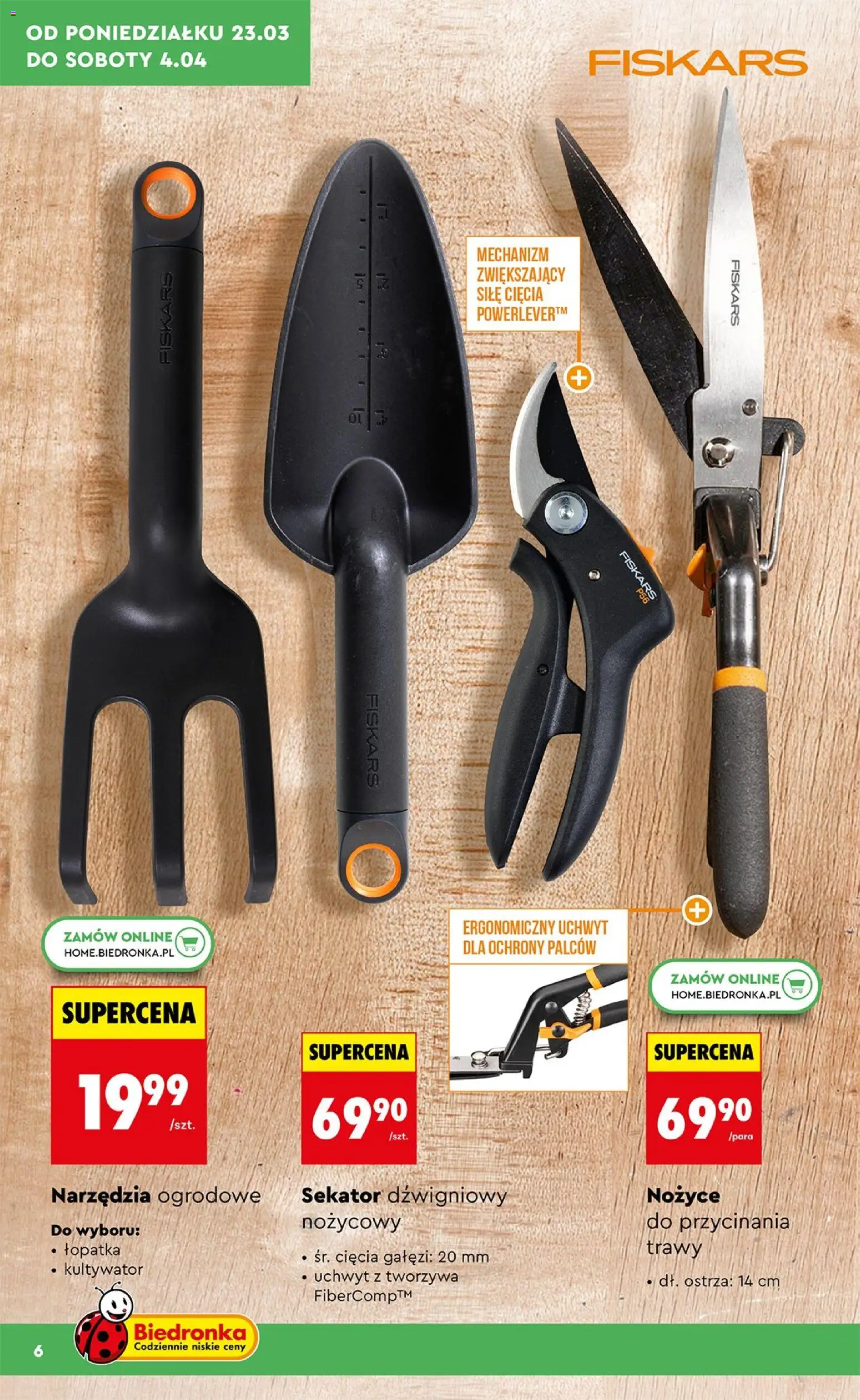 Biedronka Polsko leták - Ogród od 23.03.2026 | Strana: 6 | Produkty: Fiskars, Lopatka
