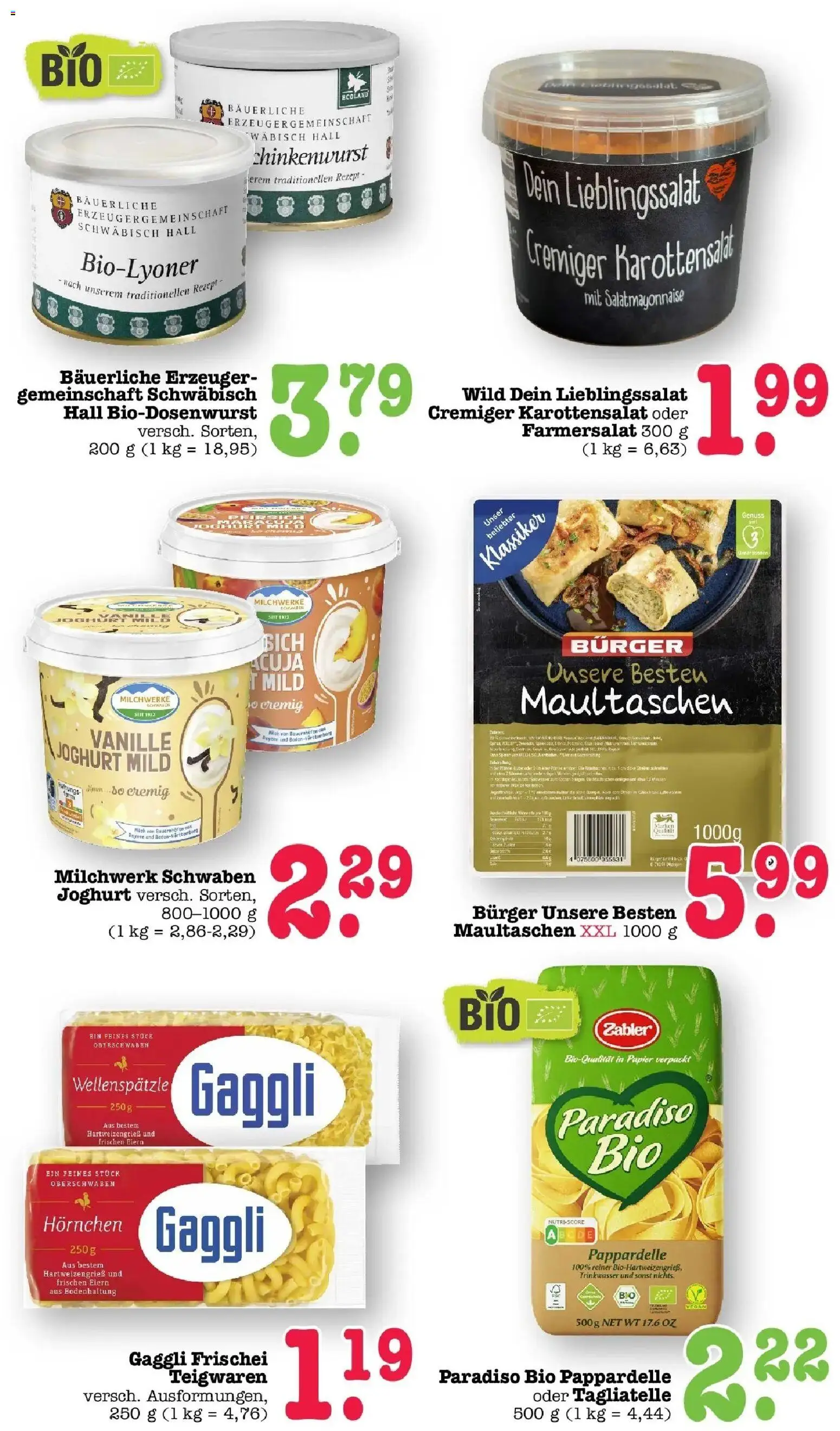 E center Prospekt Kuppenheim-Oberndorf	 – gültig ab 16.03.2026 | Seite: 46 | Produkte: Milch, Joghurt, Burger, Maultaschen