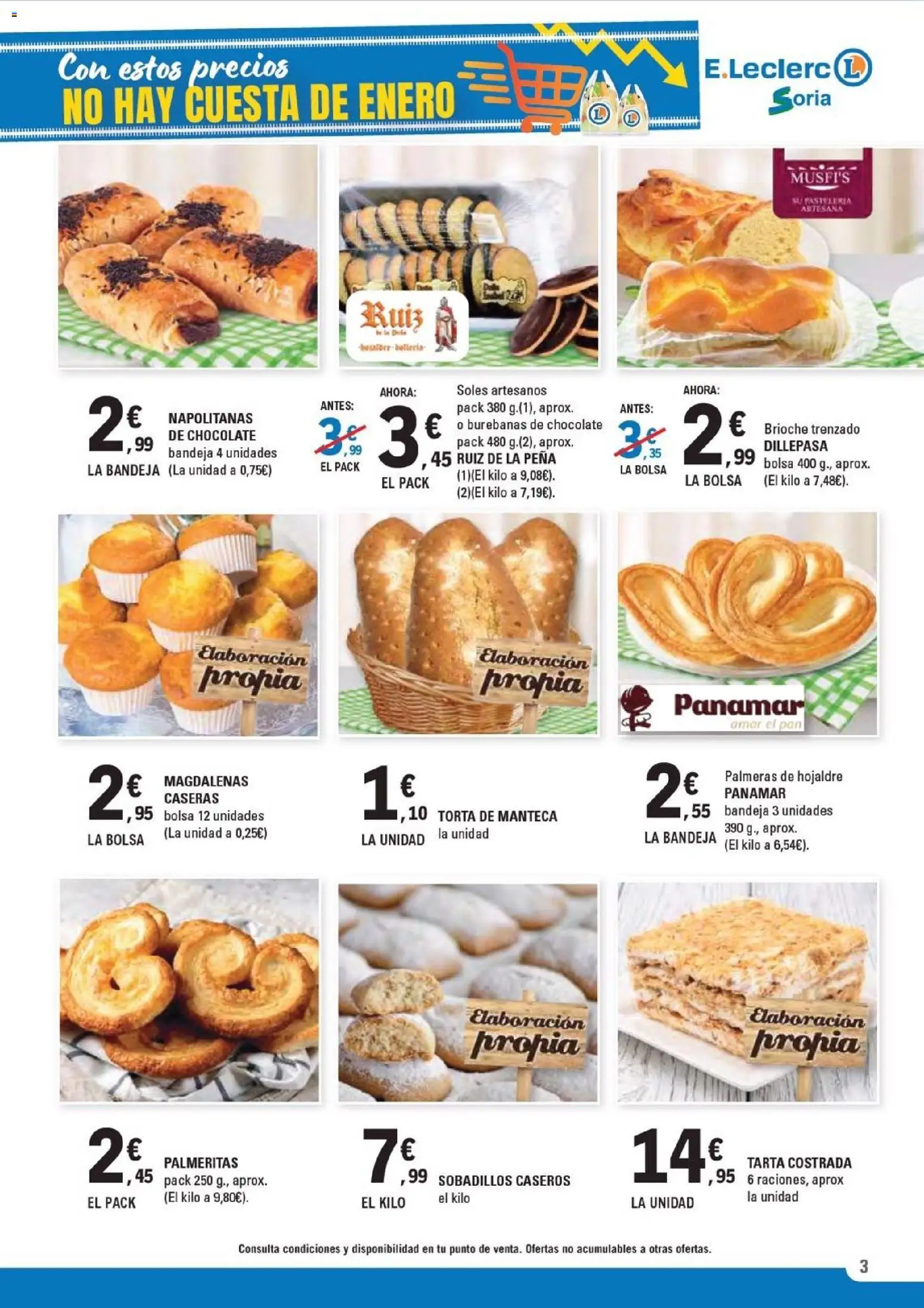E.Leclerc folleto │ válido desde el 14.01.2026 | Página: 3 | Productos: Manteca, Pan, Bolsa, Bandeja
