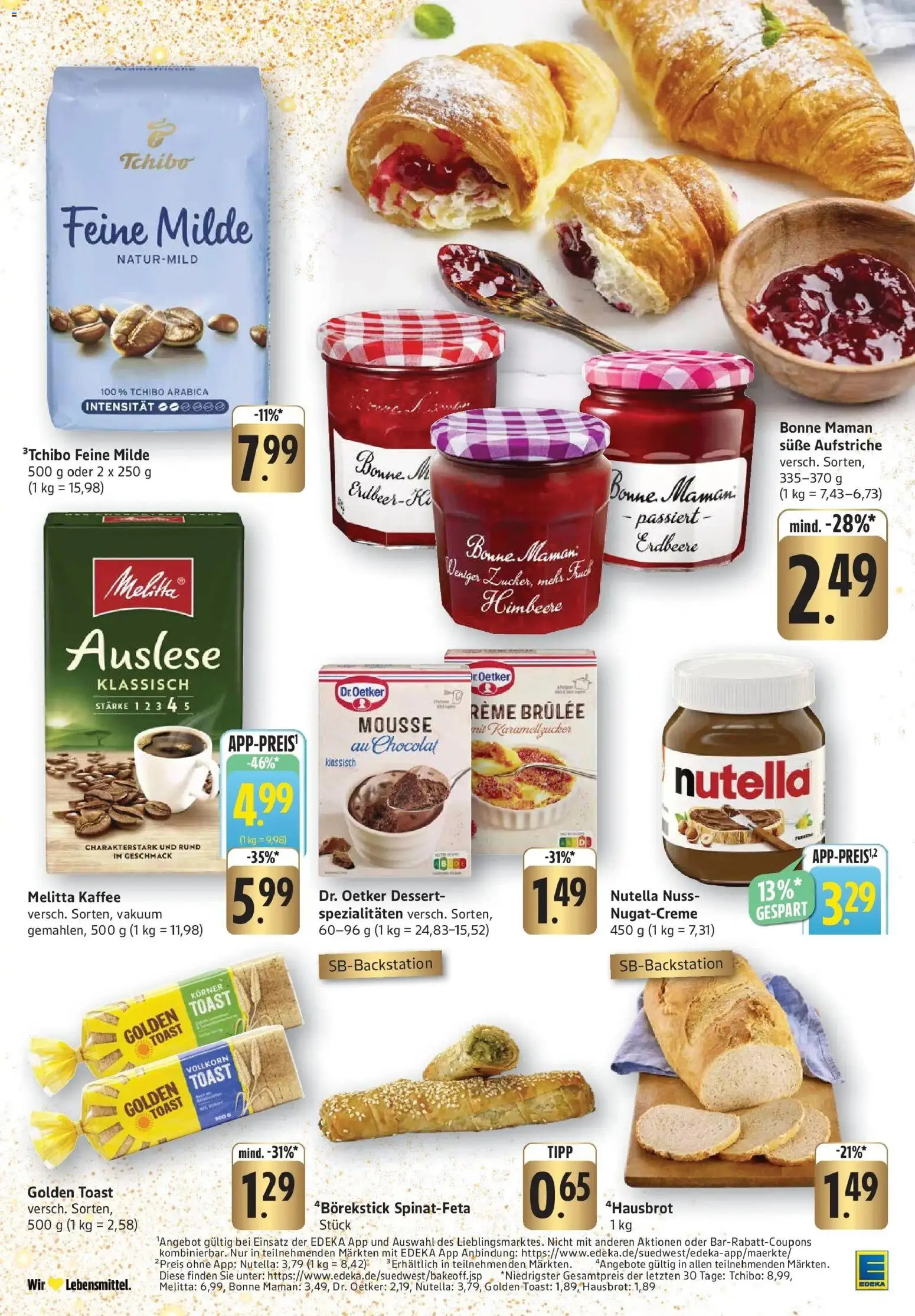 Edeka prospekt Überlingen	 – gültig ab 15.12.2025 | Seite: 21 | Produkte: Toast, Nutella, Himbeere, Bonne maman