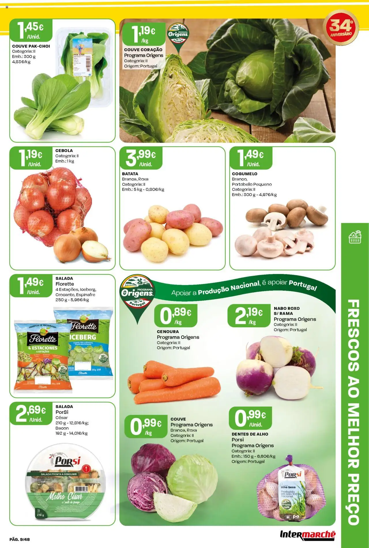 Intermarché folheto │ válido de 16.10.2025 | Página: 9 | Produtos: Batata, Cebola, Cenoura, Couve