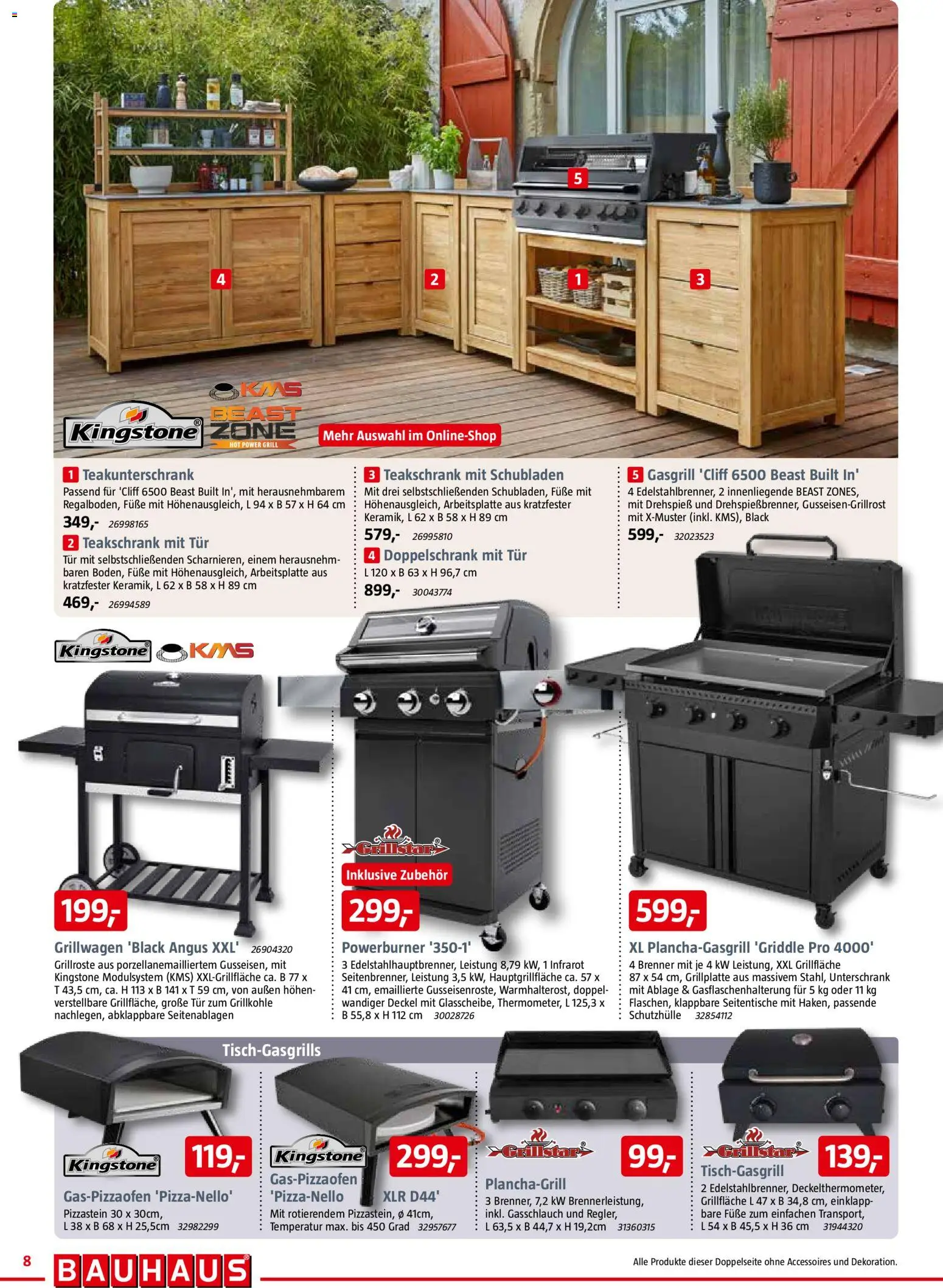 Bauhaus Prospekt 	 – gültig ab 28.03.2026 | Seite: 8 | Produkte: Grill, Tür, Unterschrank