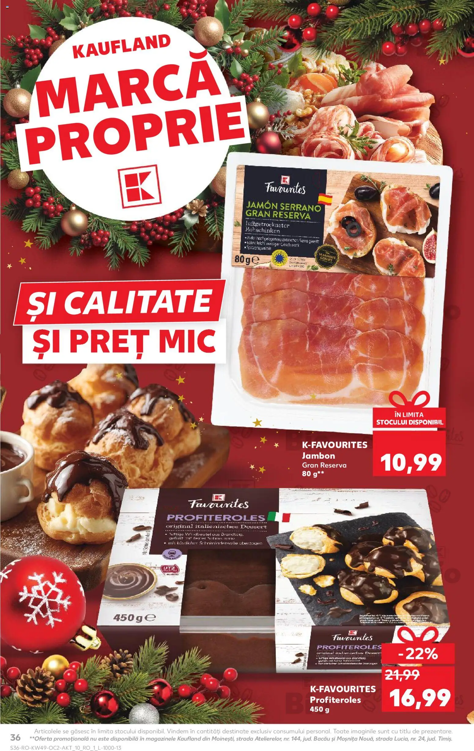 Kaufland RO akciós ujság - amely érvényes a következő dátumtól: 03.12.2025 | Oldal: 36 | Termékek: Profiteroles