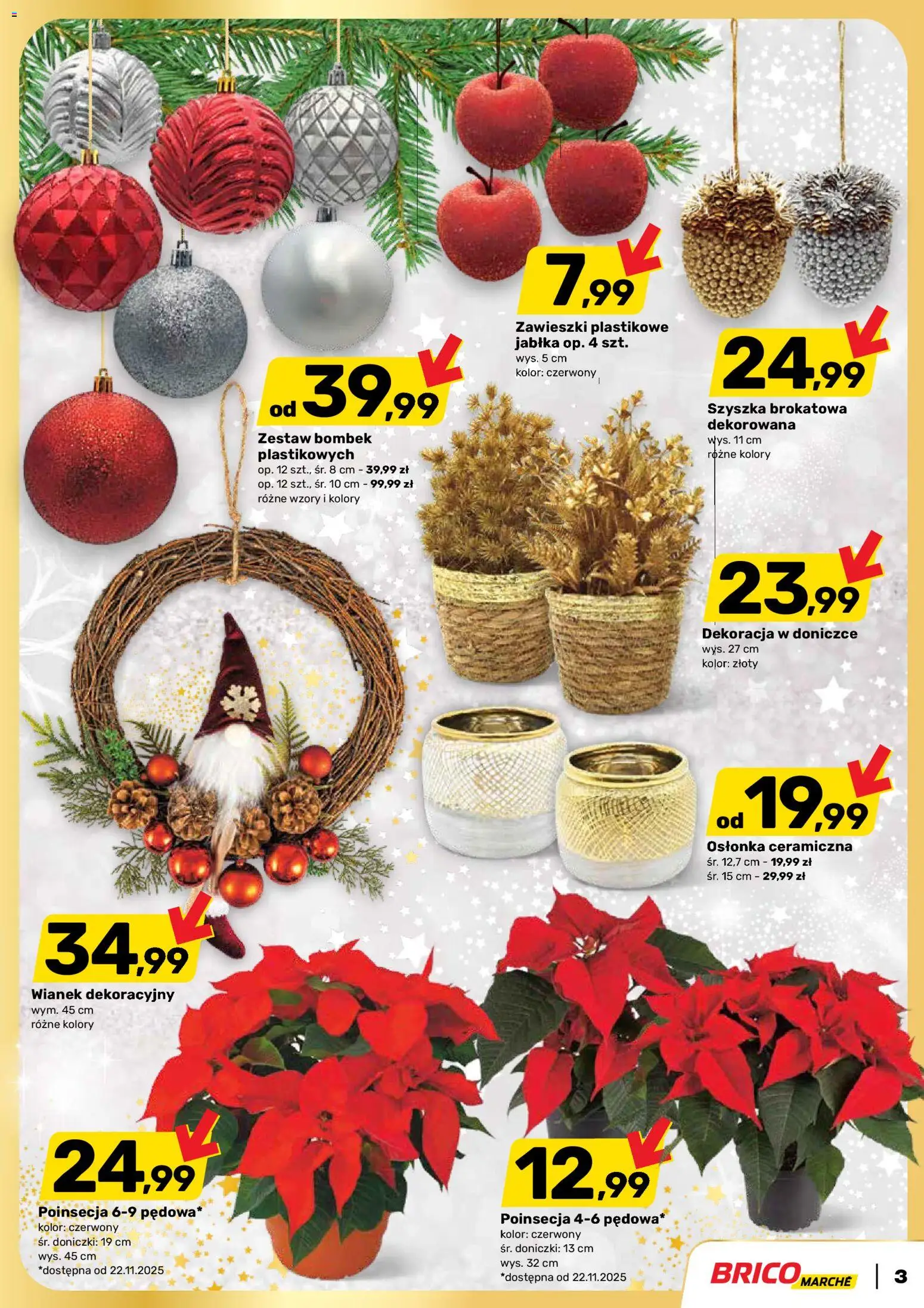 Brico Marché Gazetka od 19.11.2025 | Strona: 3 | Produkty: Doniczki, Jabłka