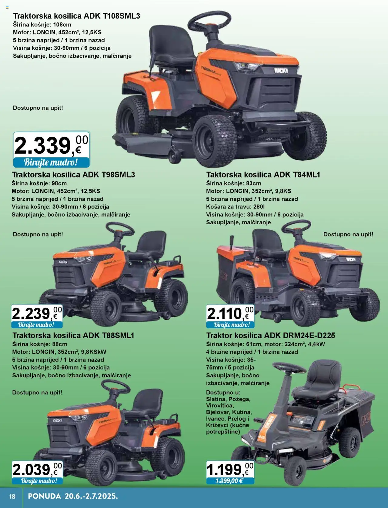 KTC katalog | vrijedi od 20.06.2025 | Stranica: 18 | Proizvodi: Kosilica, Košara, Traktor, Traktorska kosilica