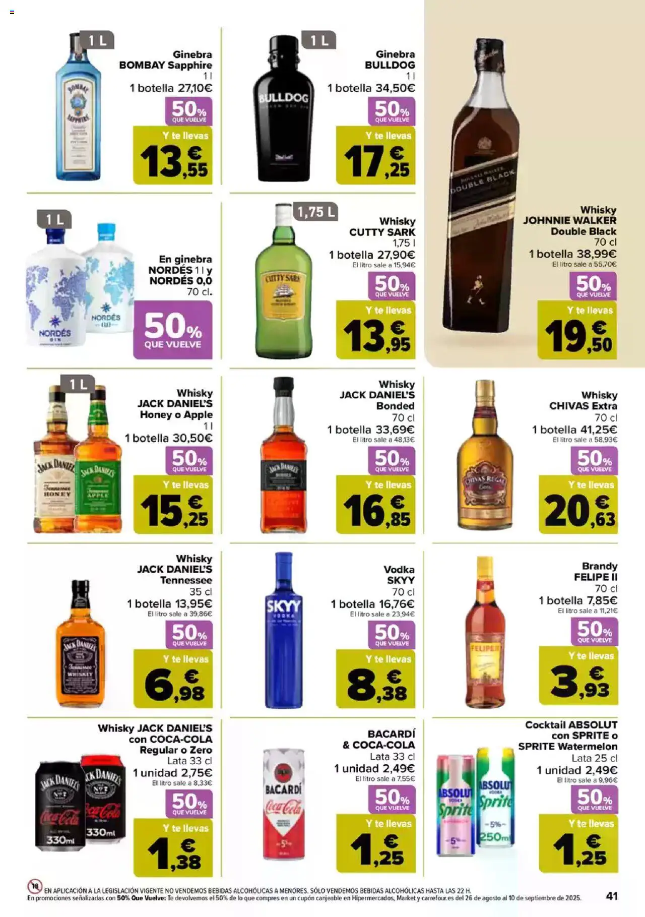Carrefour folleto │ válido desde el 08.08.2025 | Página: 45 | Productos: Ginebra, Vodka, Πρίζες, Apple