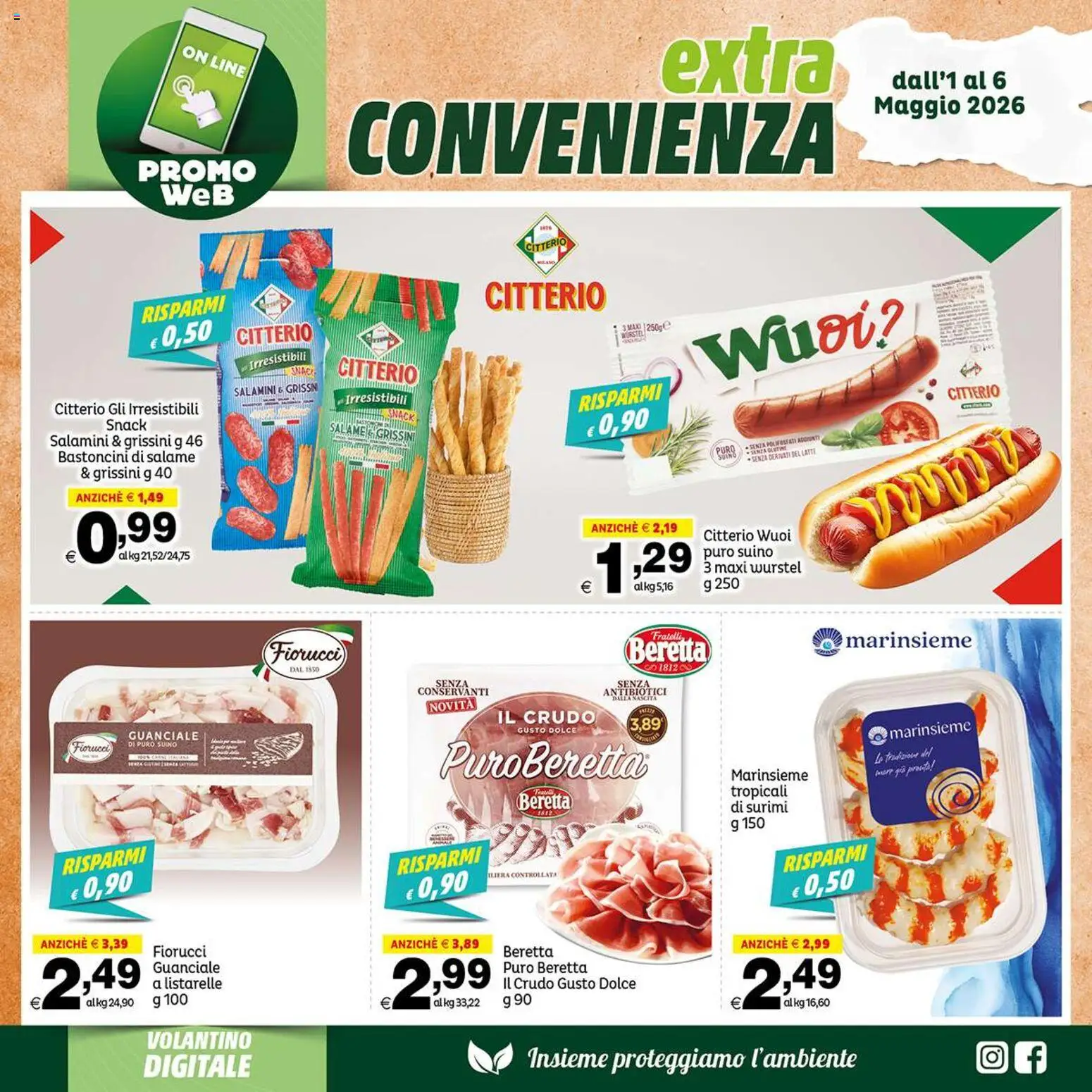 Volantino Elite Supermercati del 01.05.2026 | Pagina: 3 | Prodotti: Surimi, Suino, Wurstel, Guanciale