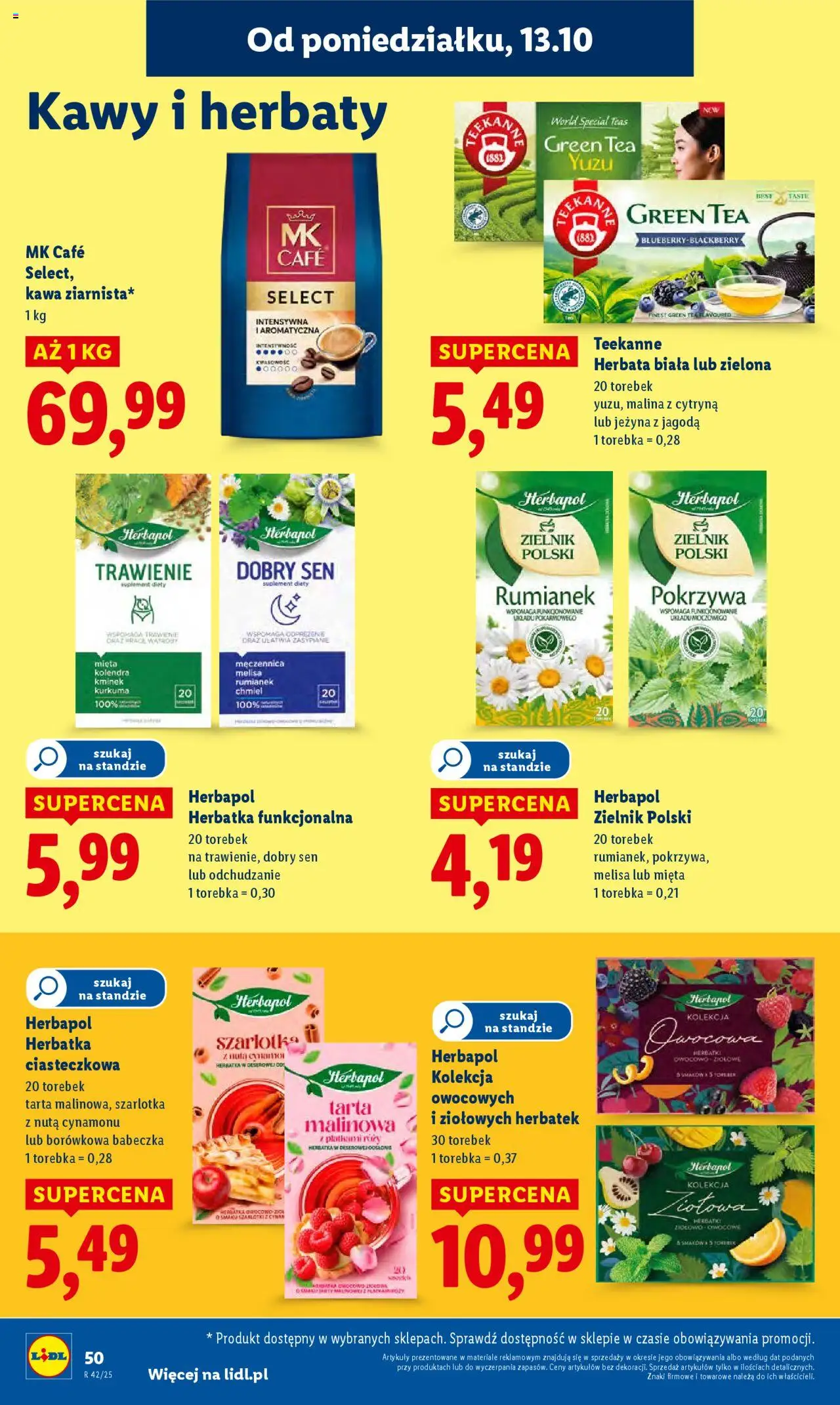 Lidl Gazetka od 13.10.2025 | Strona: 50 | Produkty: Cytryna, Mięta, Kawa, Melisa
