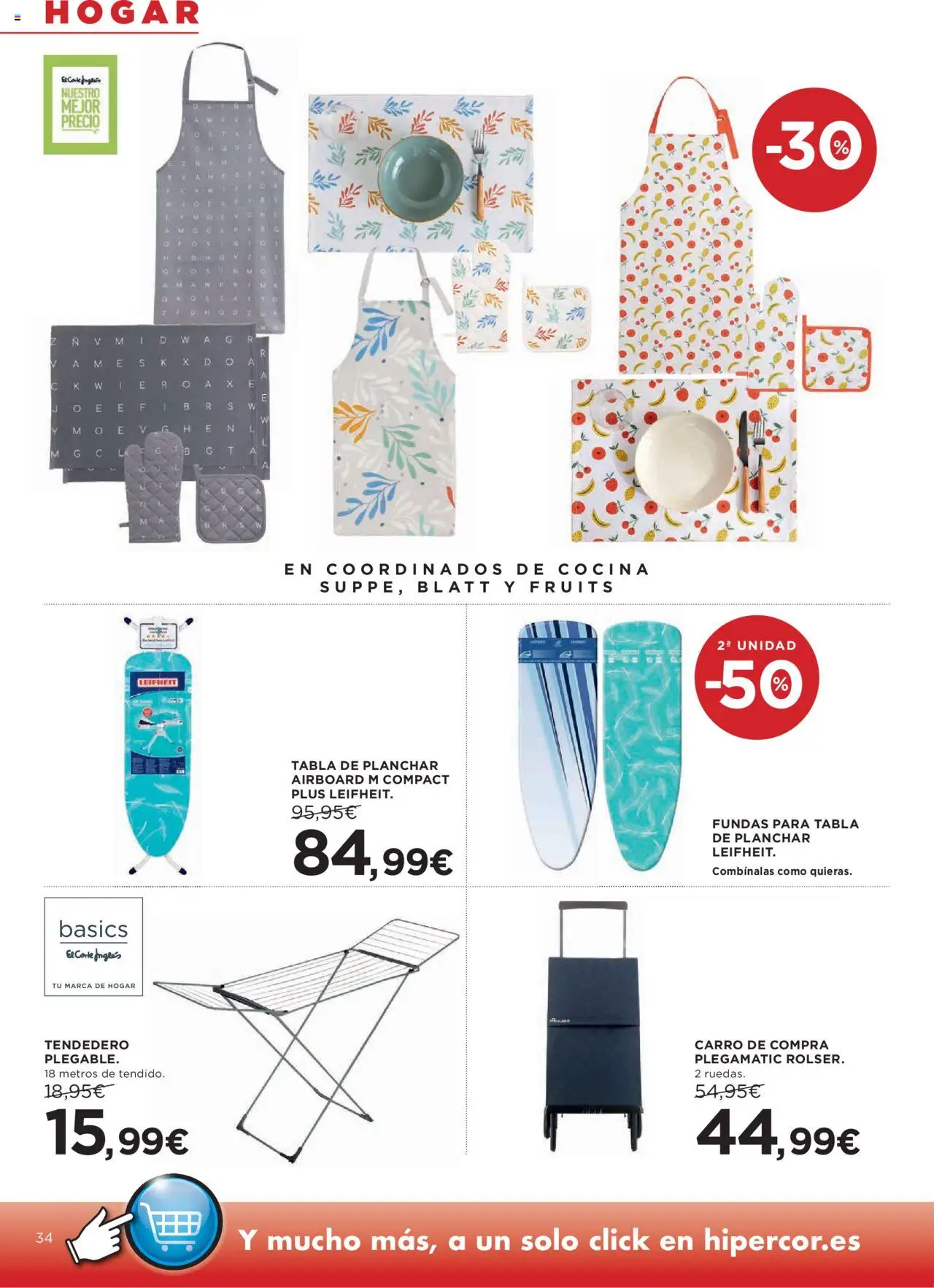 Hipercor catálogo │ válido desde el 31.07.2025 | Página: 39 | Productos: Tendedero, Tabla de planchar, Cocina