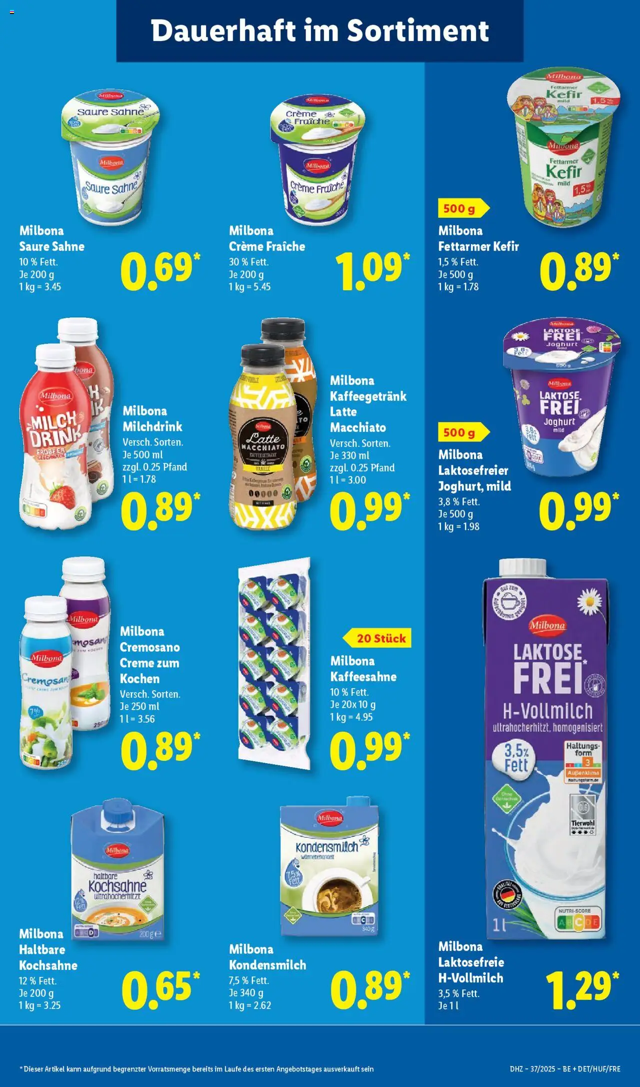 Lidl - Prospekt Zossen – gültig ab 08.09.2025 | Seite: 13 | Produkte: Kefir, Milch, Creme, Sahne