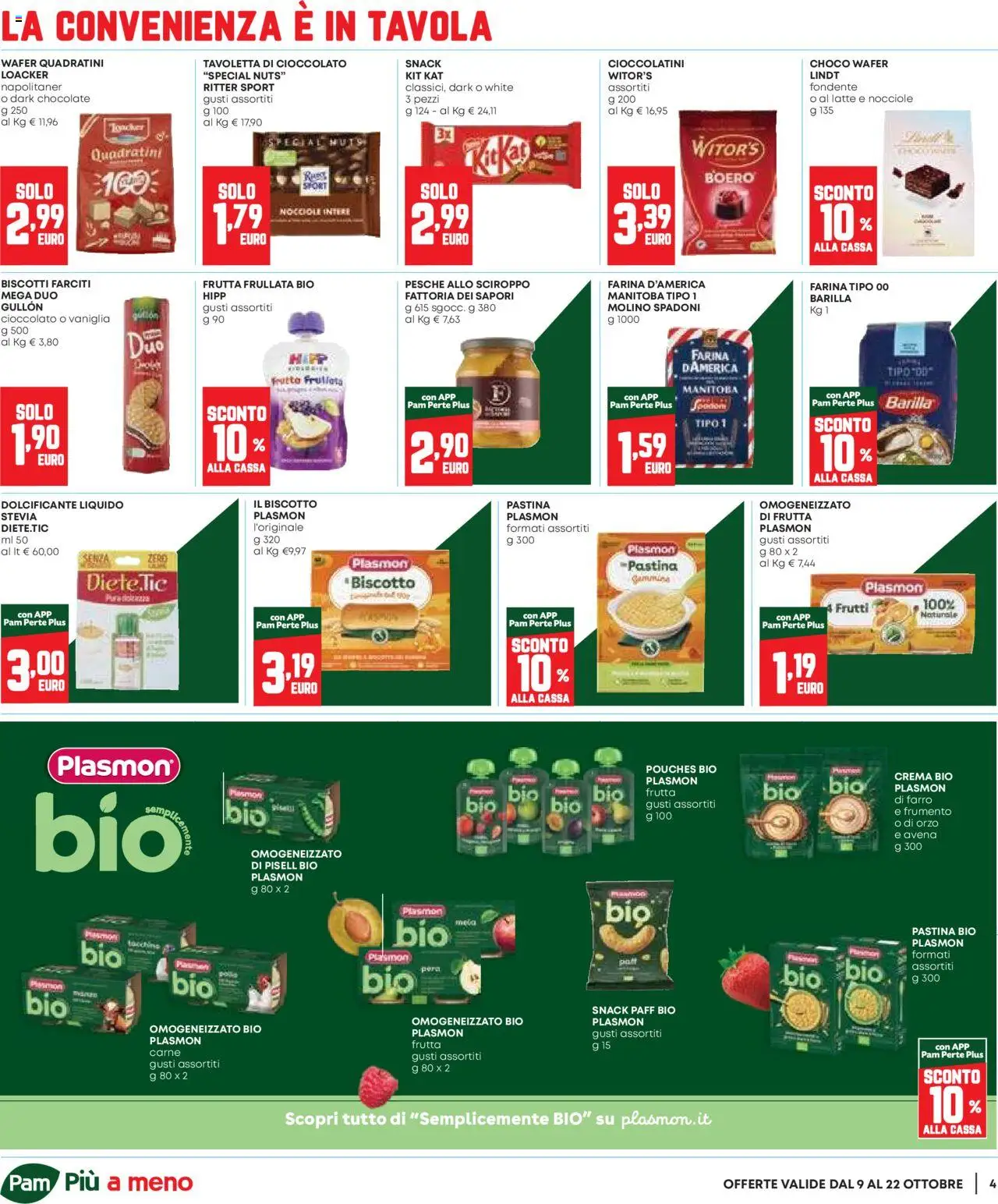 Volantino Panorama del 09.10.2025 | Pagina: 4 | Prodotti: Dolcificante, Biscotti, Farina, Cioccolatini